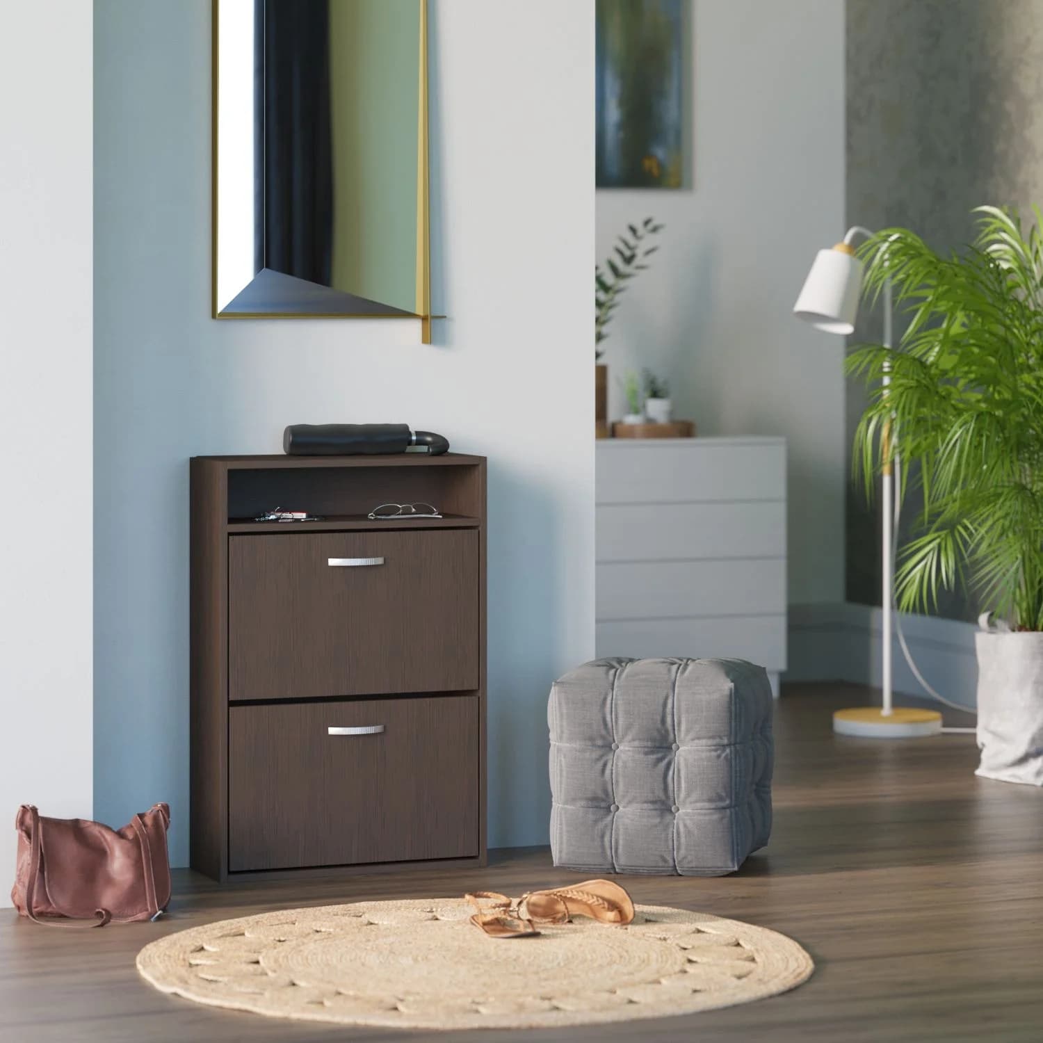 Ayaqqabı tumbası 15457, laminat, tünd qəhvəyi, 60x89 sm