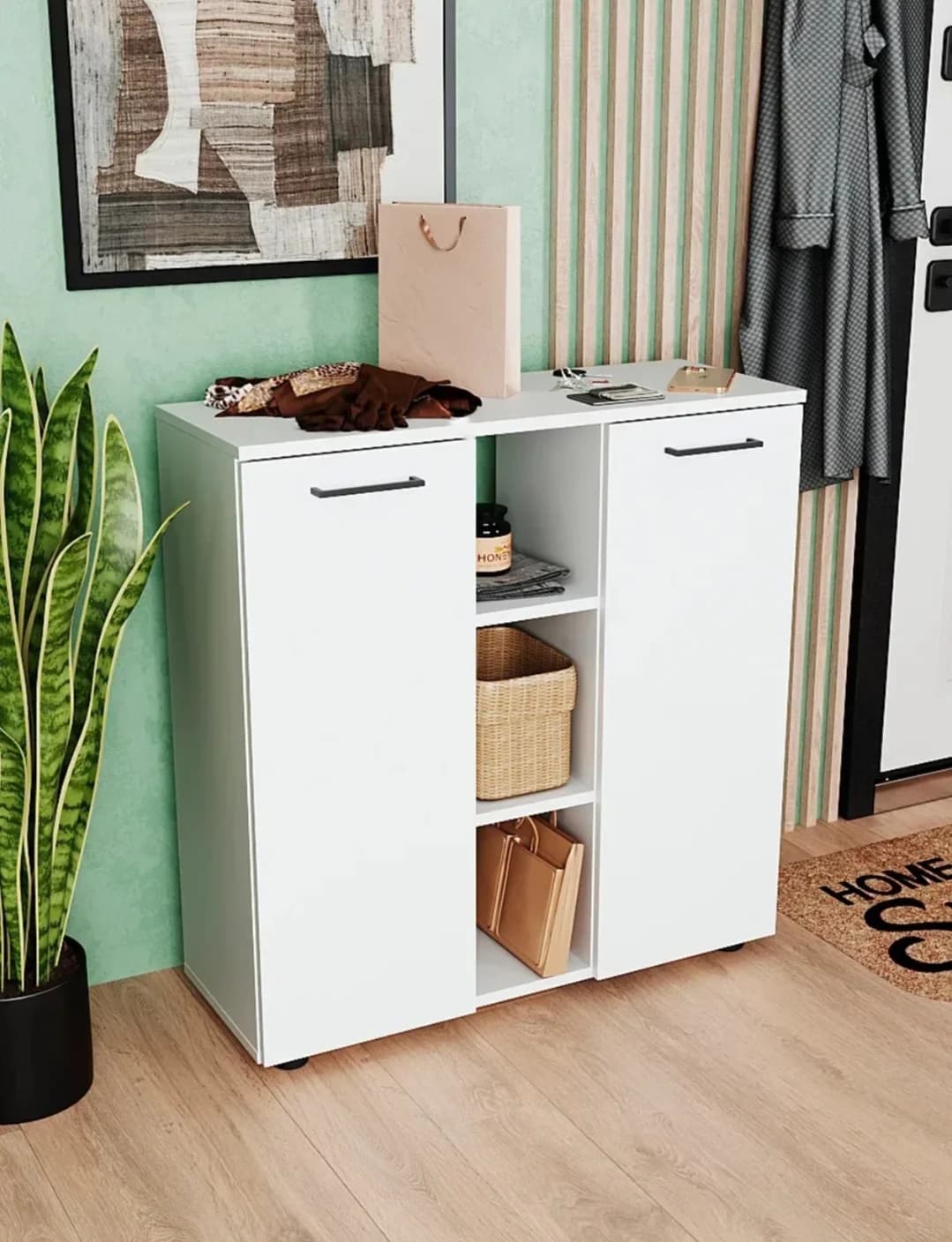 Komod SO049, ağ, laminat, 80х30х82 sm — изображение 3