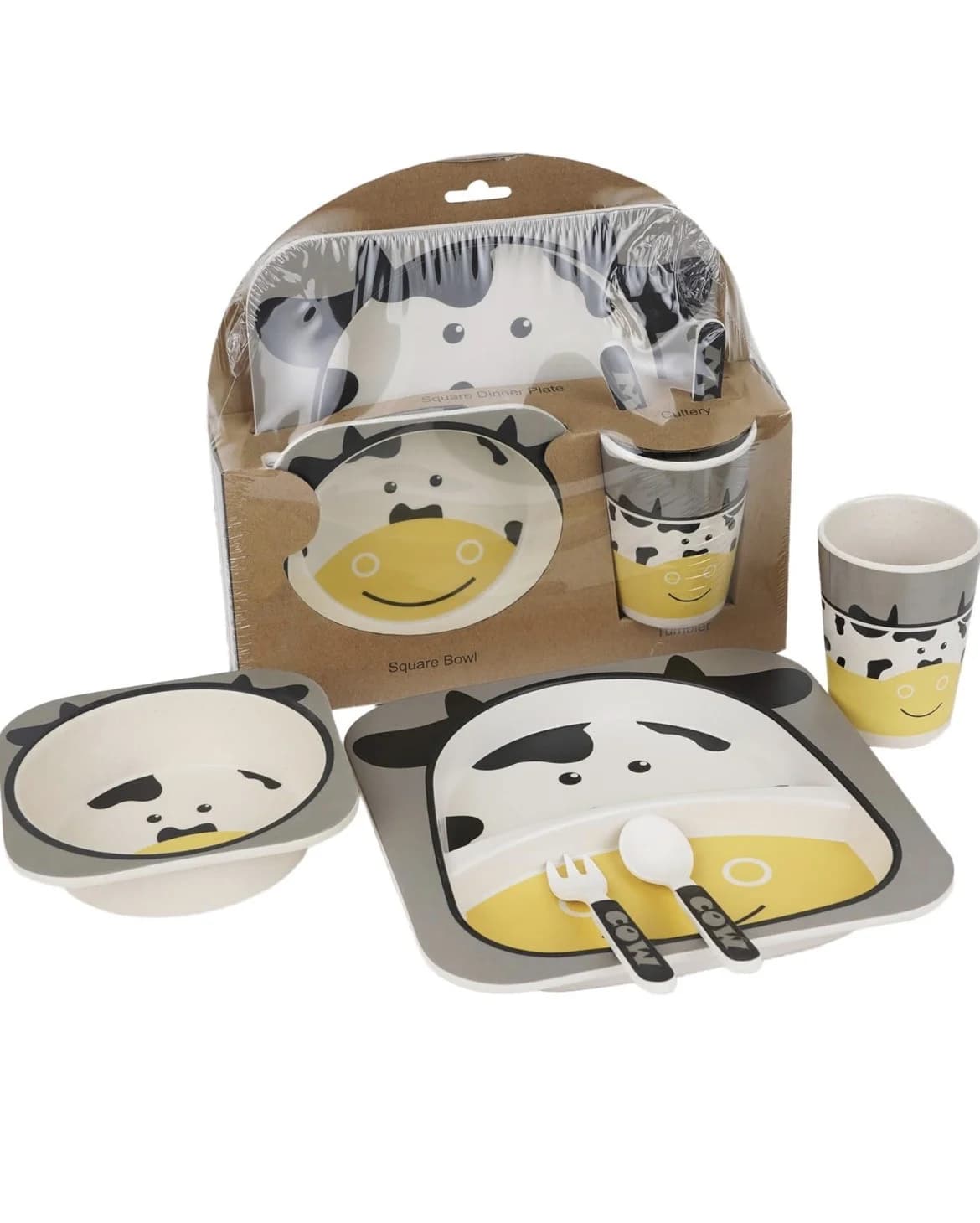 Uşaqlar üçün bəslənmə qabı dəsti Cow, keramika, 5 əşya