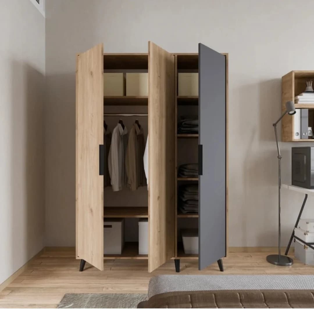 Döşəməüstü dolab SO0035, laminat, 190x120x45 sm, boz/qəhvəyi — image 2