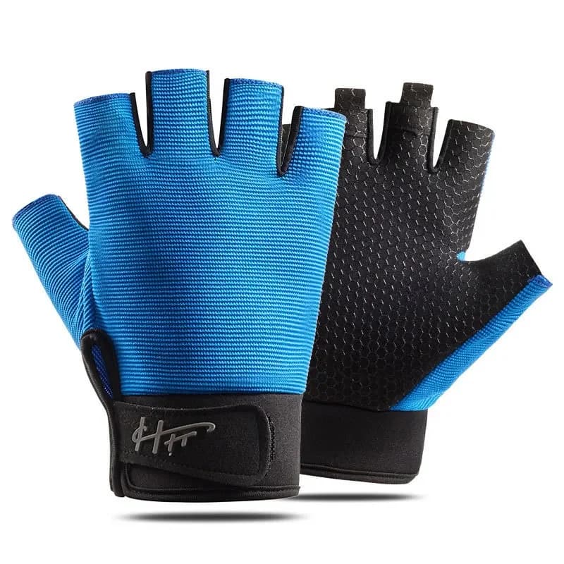 Əlcək Half-Finger, Fitnes üçün, Göy — şəkil 4