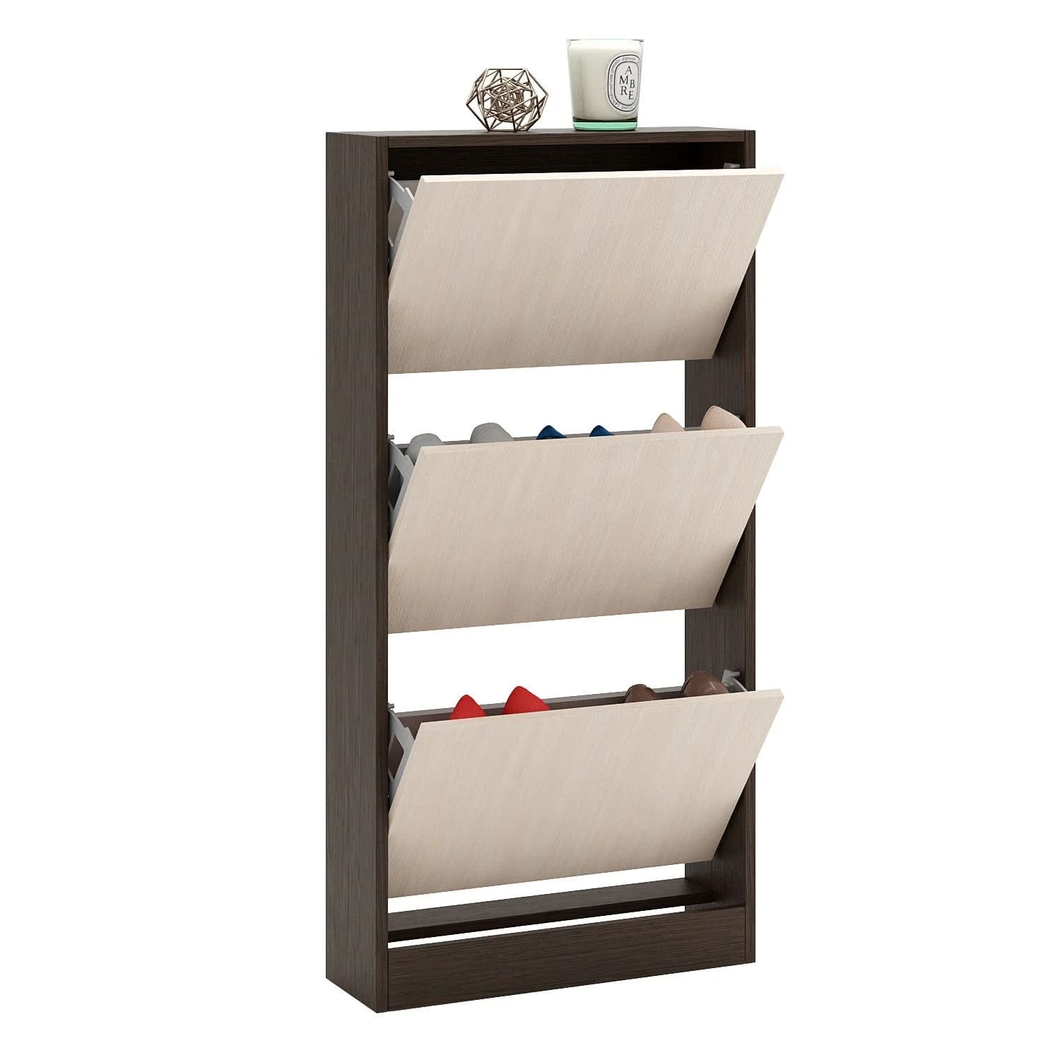 Ayaqqabı üçün şkaf Yagmur 713, laminat, venge/ağ, 154x52x22 sm — изображение 2