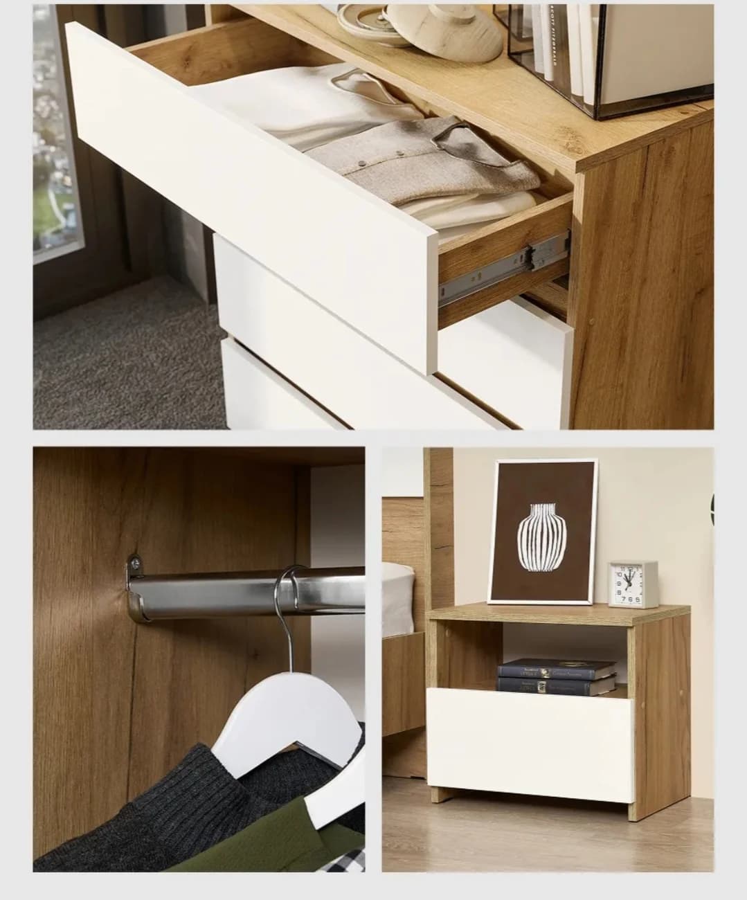 Mebel dəsti yataq otağı üçün S01, laminat, ağ/qəhvəyi — изображение 5