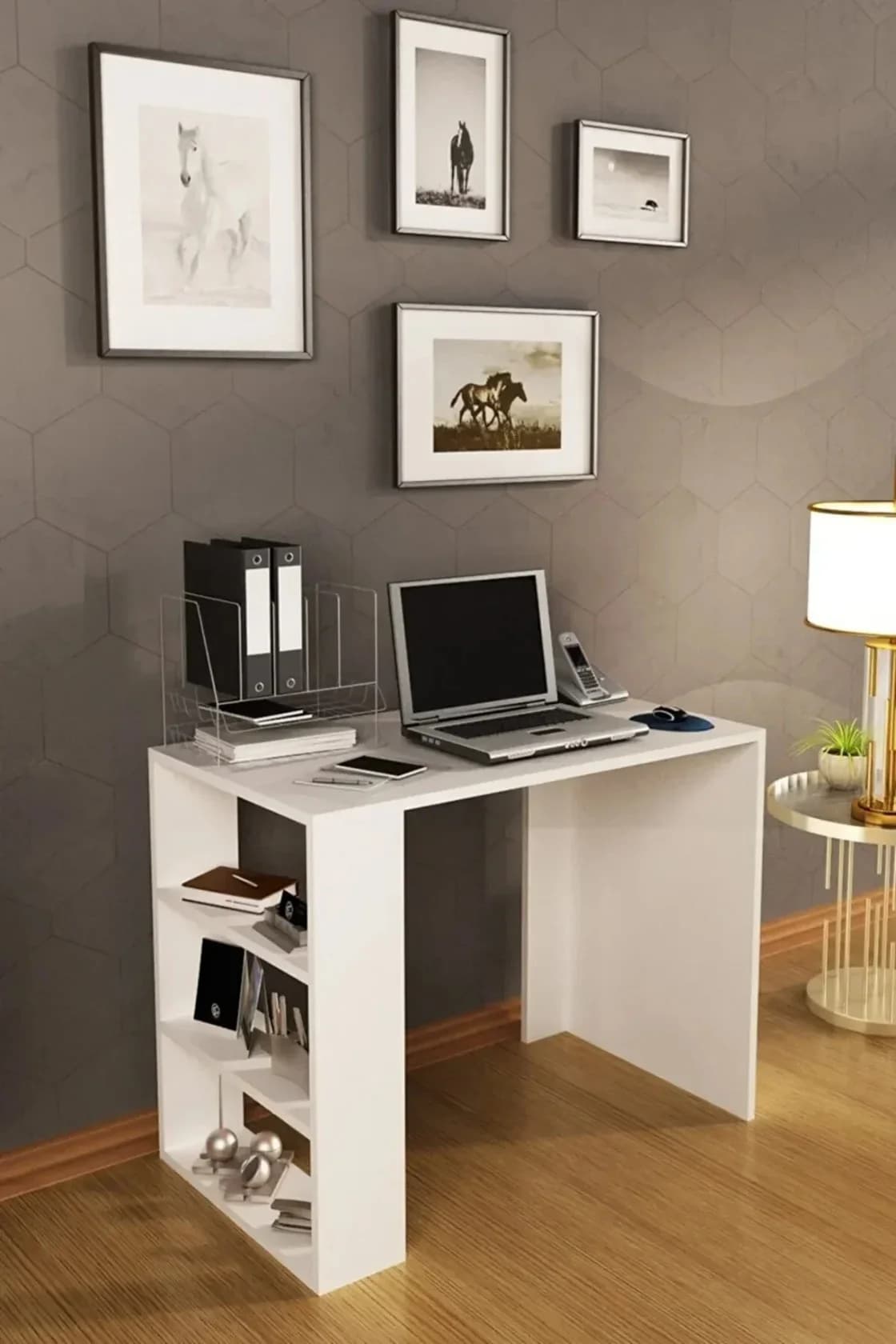 Yazı masası YM56, ağ, laminat, 90х70х50 sm