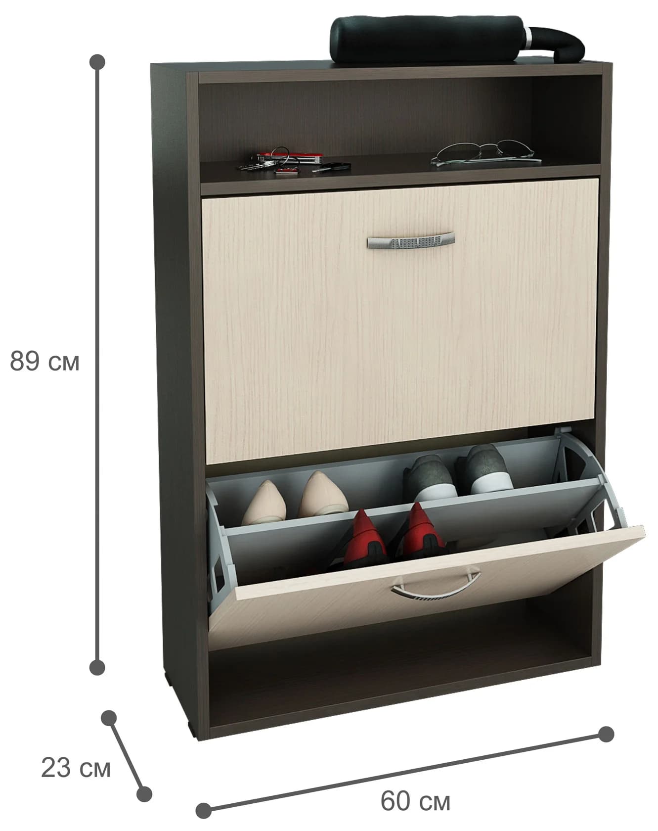 Ayaqqabı tumbası 15457, laminat, bej/tünd qəhvəyi, 60x89 sm — image 2