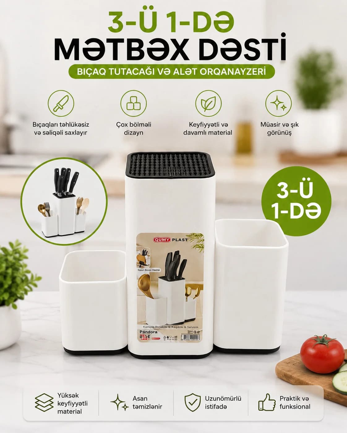 Mətbəx ləvazimatları üçün altlıq, plastik, ağ