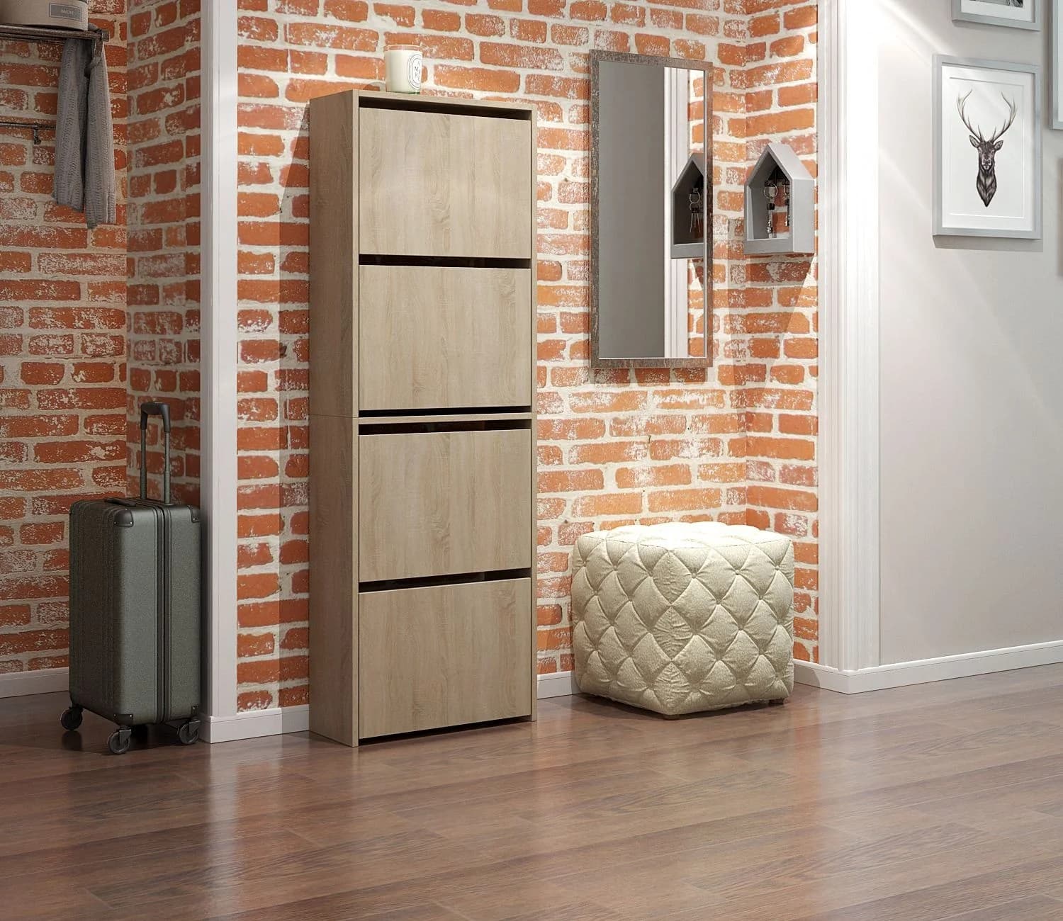 Ayaqqabı üçün stellaj Yagmur, laminat, Sonoma, 154x52x22 sm