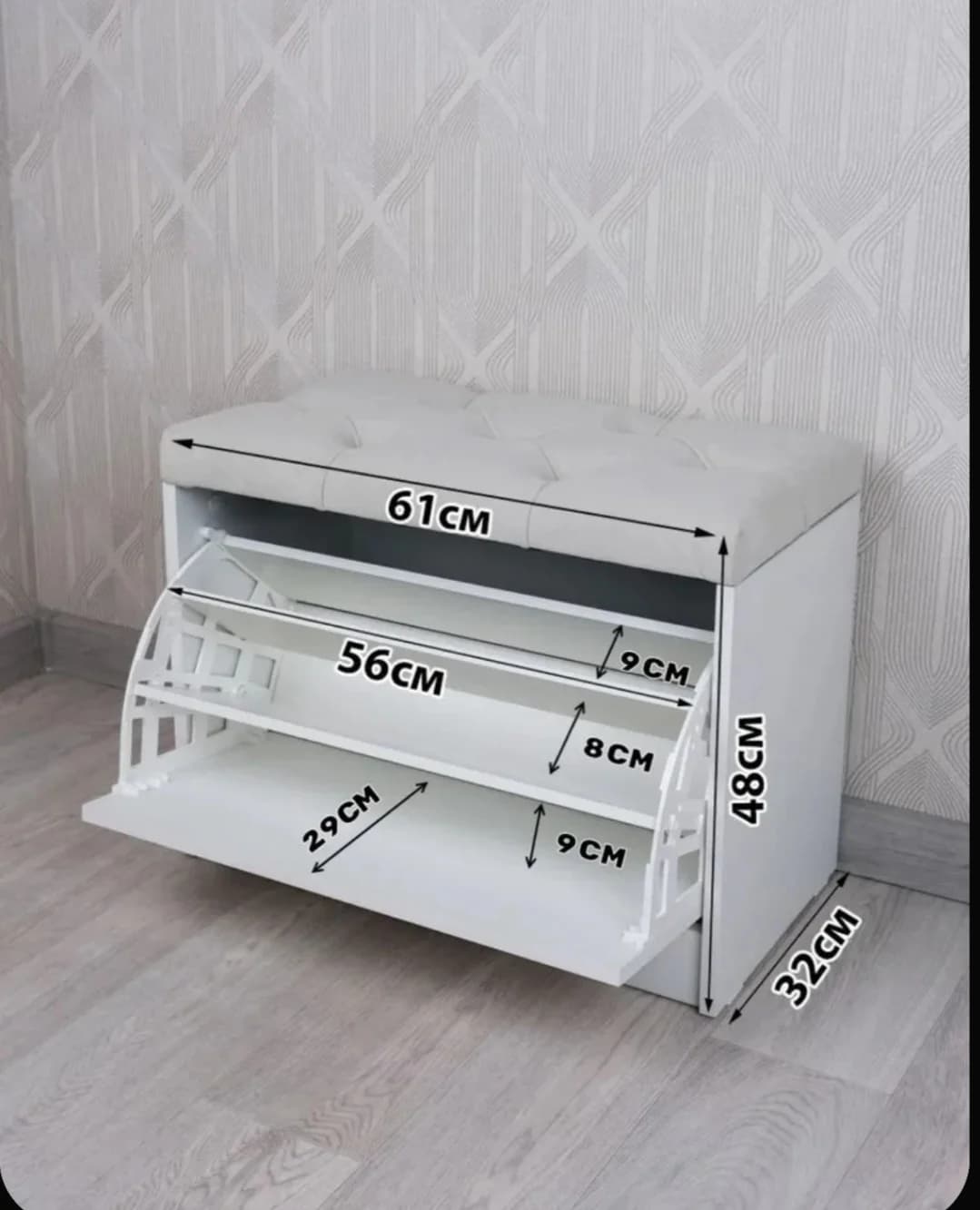 Ayaqqabı üçün rəf SO 007, laminat, ağ, 48х61х32 sm — şəkil 2