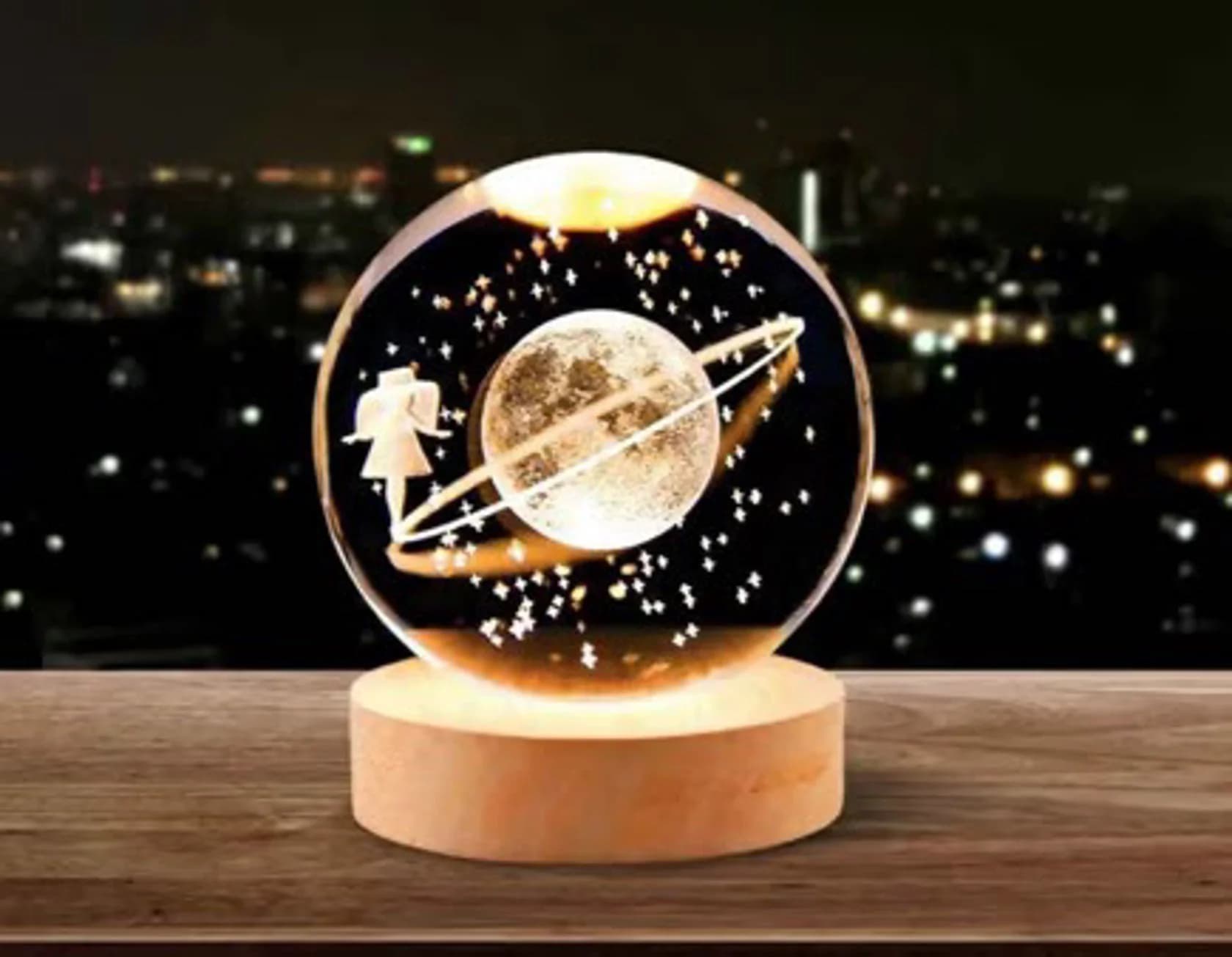 Dekorativ lampa HappyS_4008 Girl With Planet 3D, 6 sm