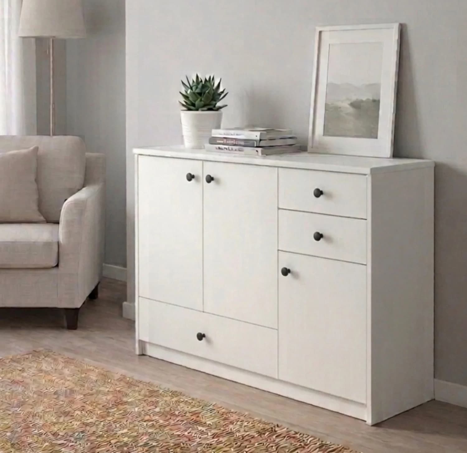 Komod MB22, ağ, laminat, 120x80x40 sm