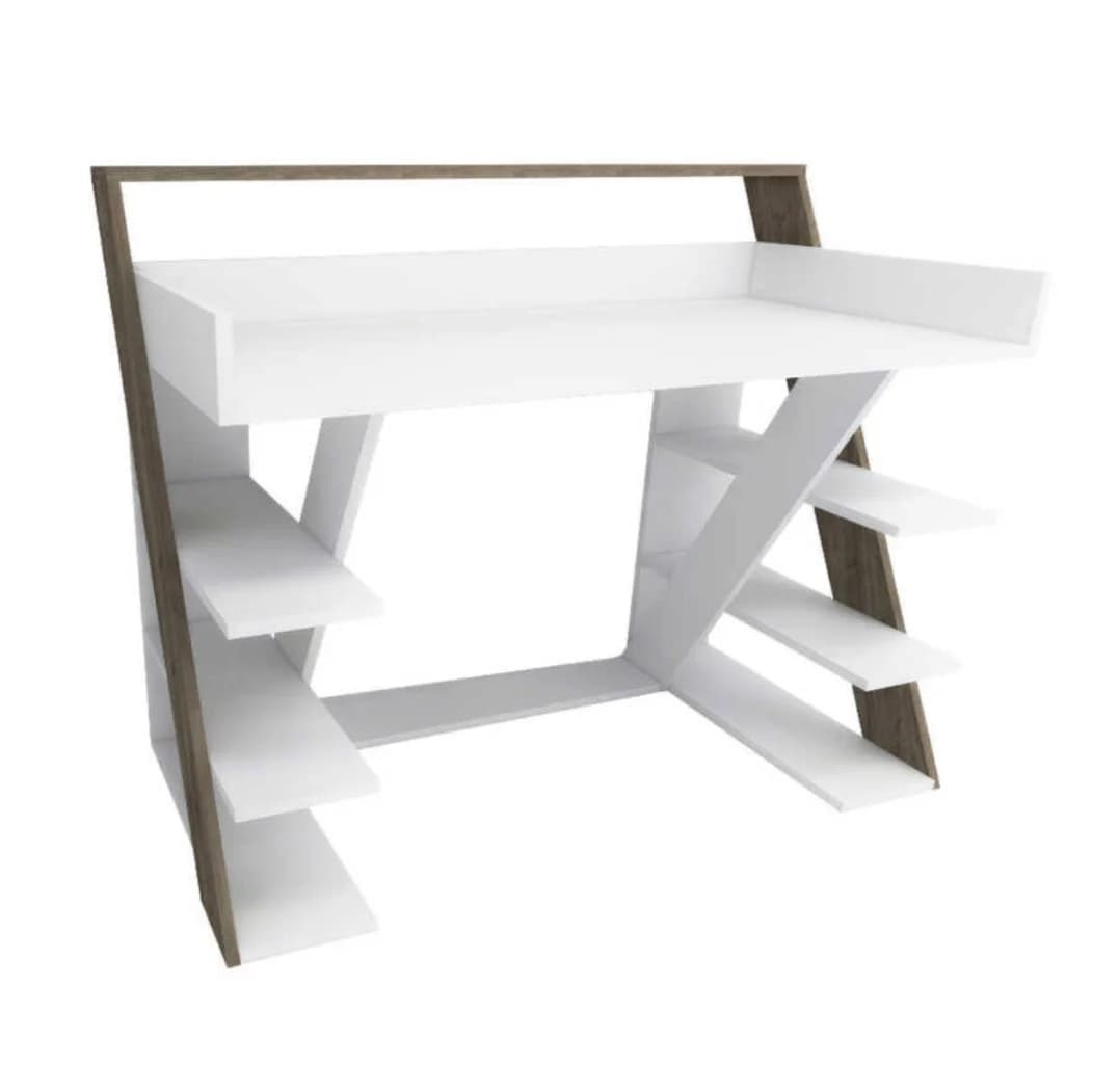 Kompüter masası SO0021, laminat, ağ/bej, 123x60x97.6 sm — изображение 3