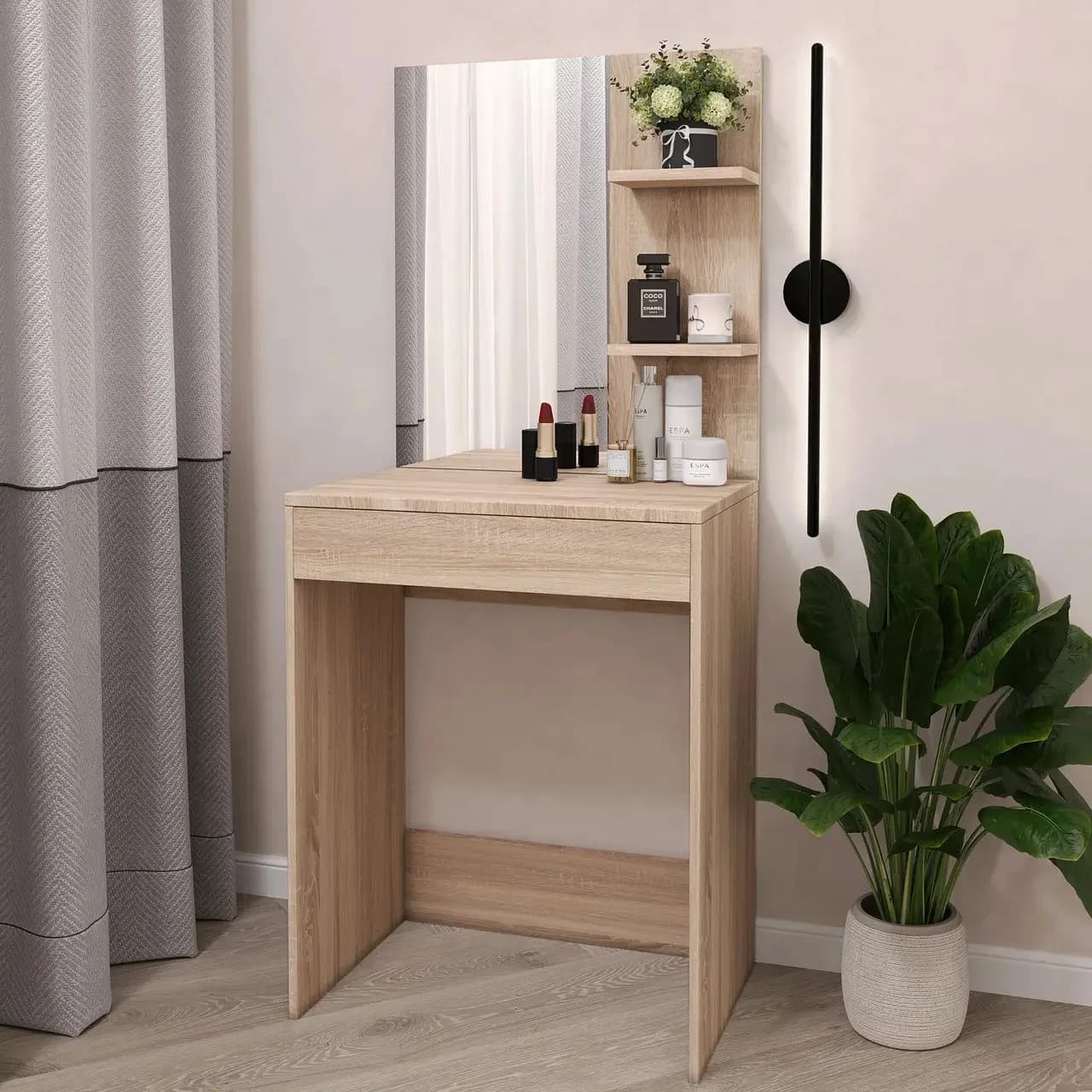 Makiyaj masası 8359, bej, laminat, 140х40х60 sm