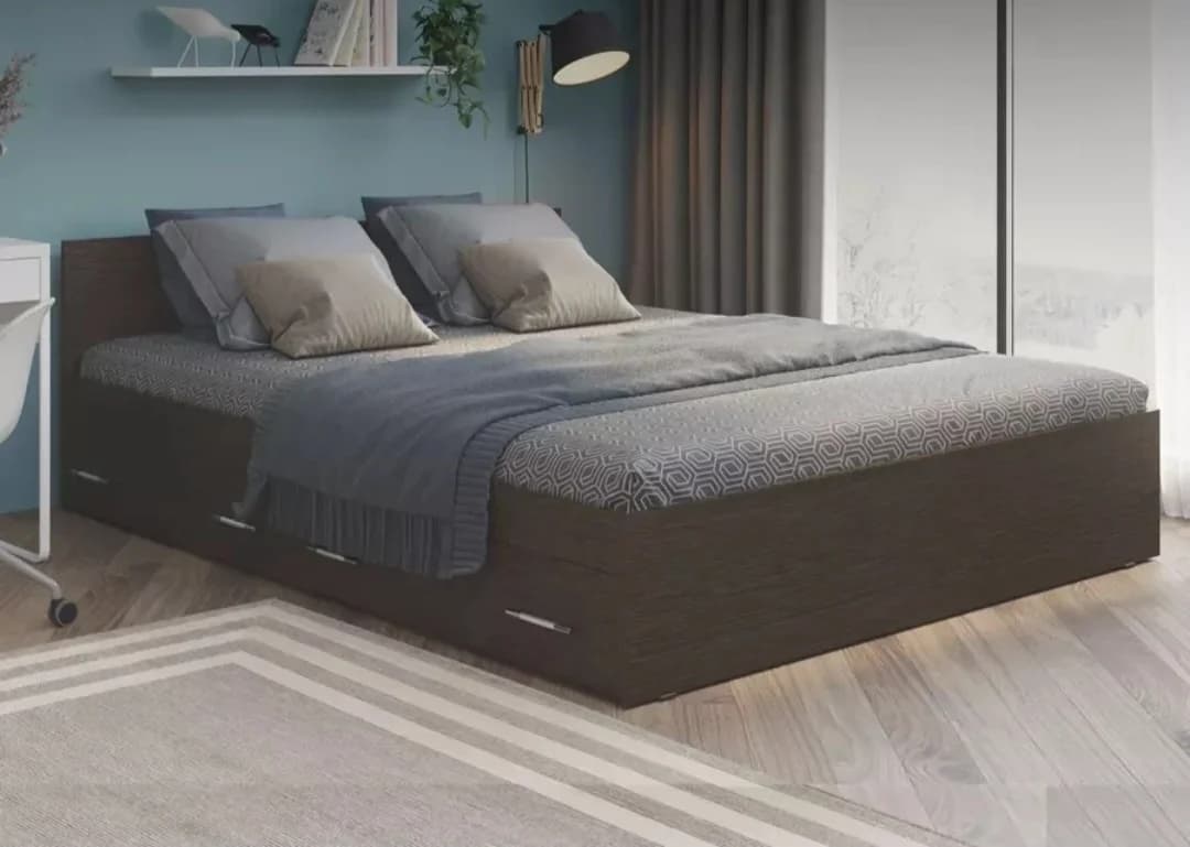 İkinəfərlik çarpayı S21, laminat, qəhvəyi, 204х160х70 sm