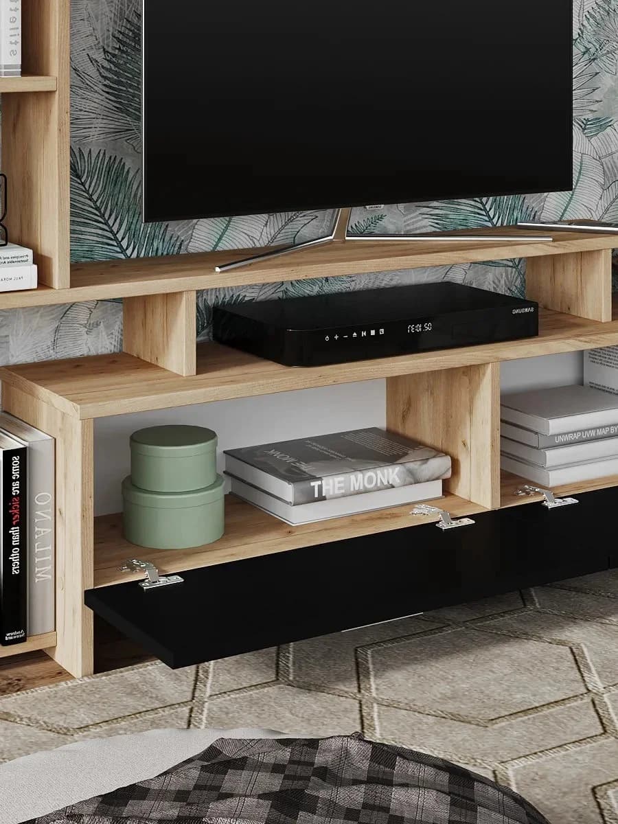 TV üçün tumba Yagmur, laminat, antrasit/votan, 135x25x112 sm — изображение 5