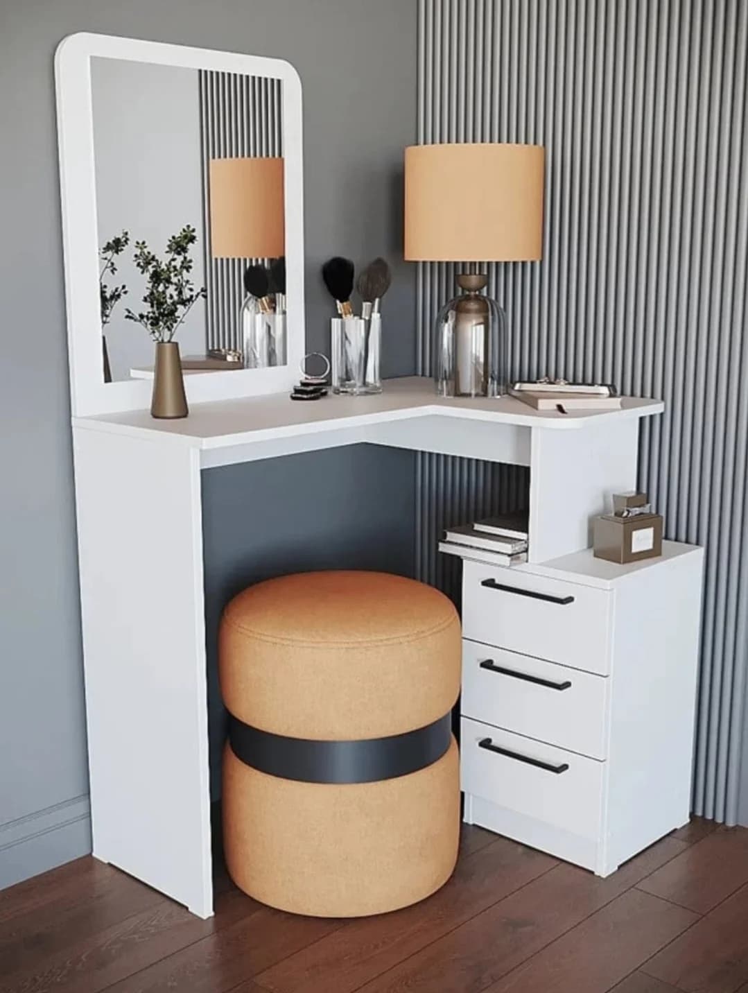 Makiyaj masası SO0026, laminat, 135x83.1x35 sm, ağ — изображение 2