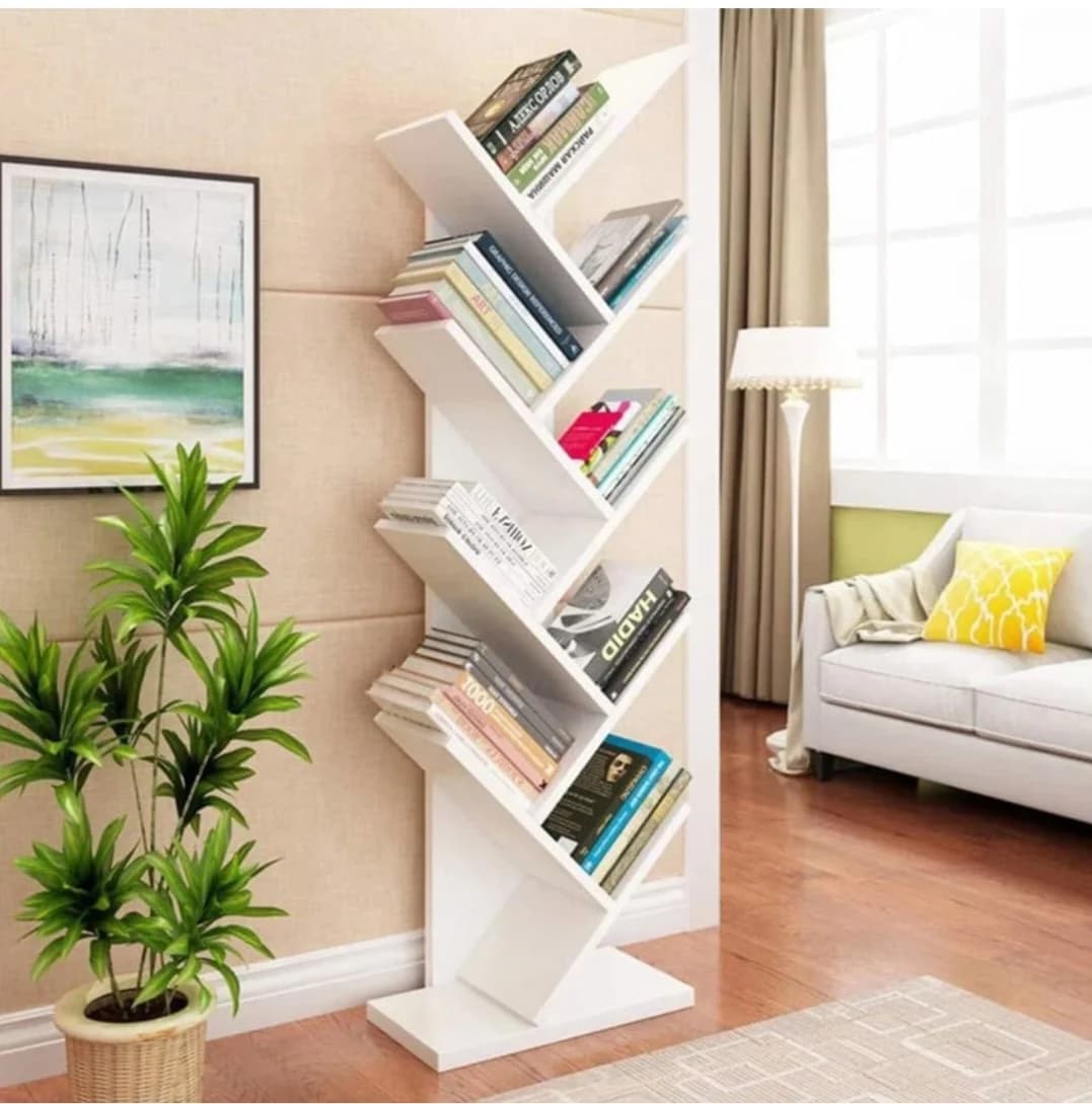 Kitab rəfi SO002, laminat, 132x40x21.6 sm, ağ