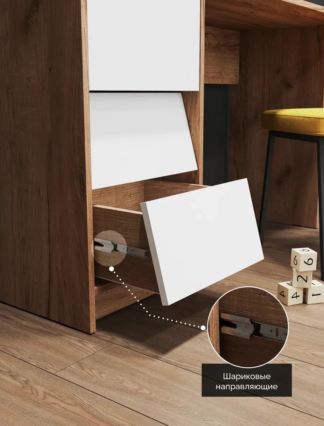 Yazı masası S023, laminat, 120x120x50 sm, ağ/qəhvəyi — изображение 4