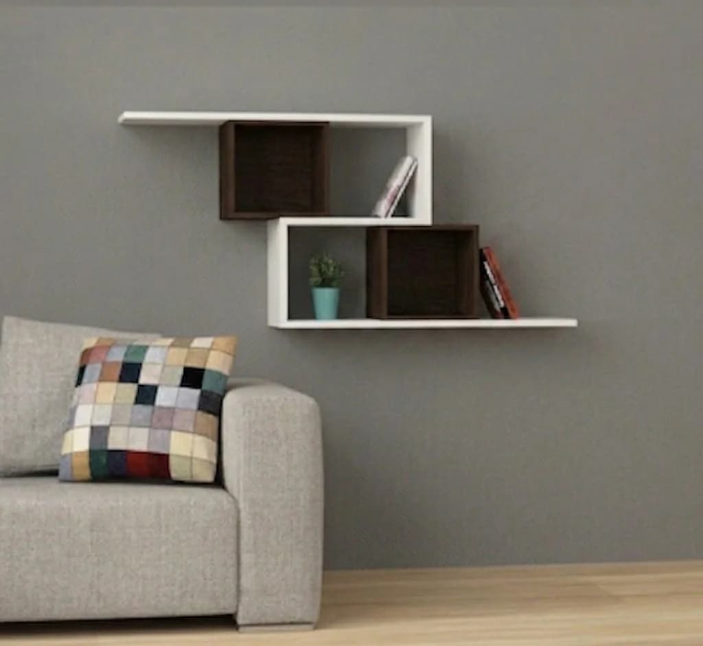 Rəflər MB853, laminat, ağ/tünd qəhvəyi, 100x60x25 sm