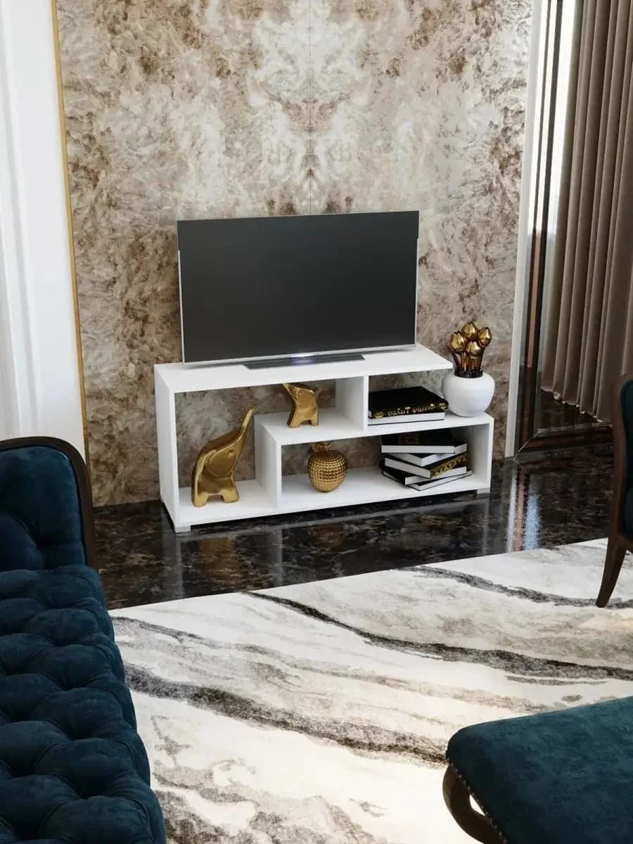 TV üçün tumba Yagmur 40_15456, laminat, ağ, 115x50x30 sm — image 2