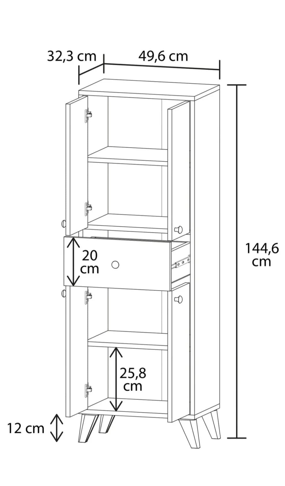 Döşəməüstü dolab SO003, laminat, 145x50x33 sm, boz/ağ — image 3