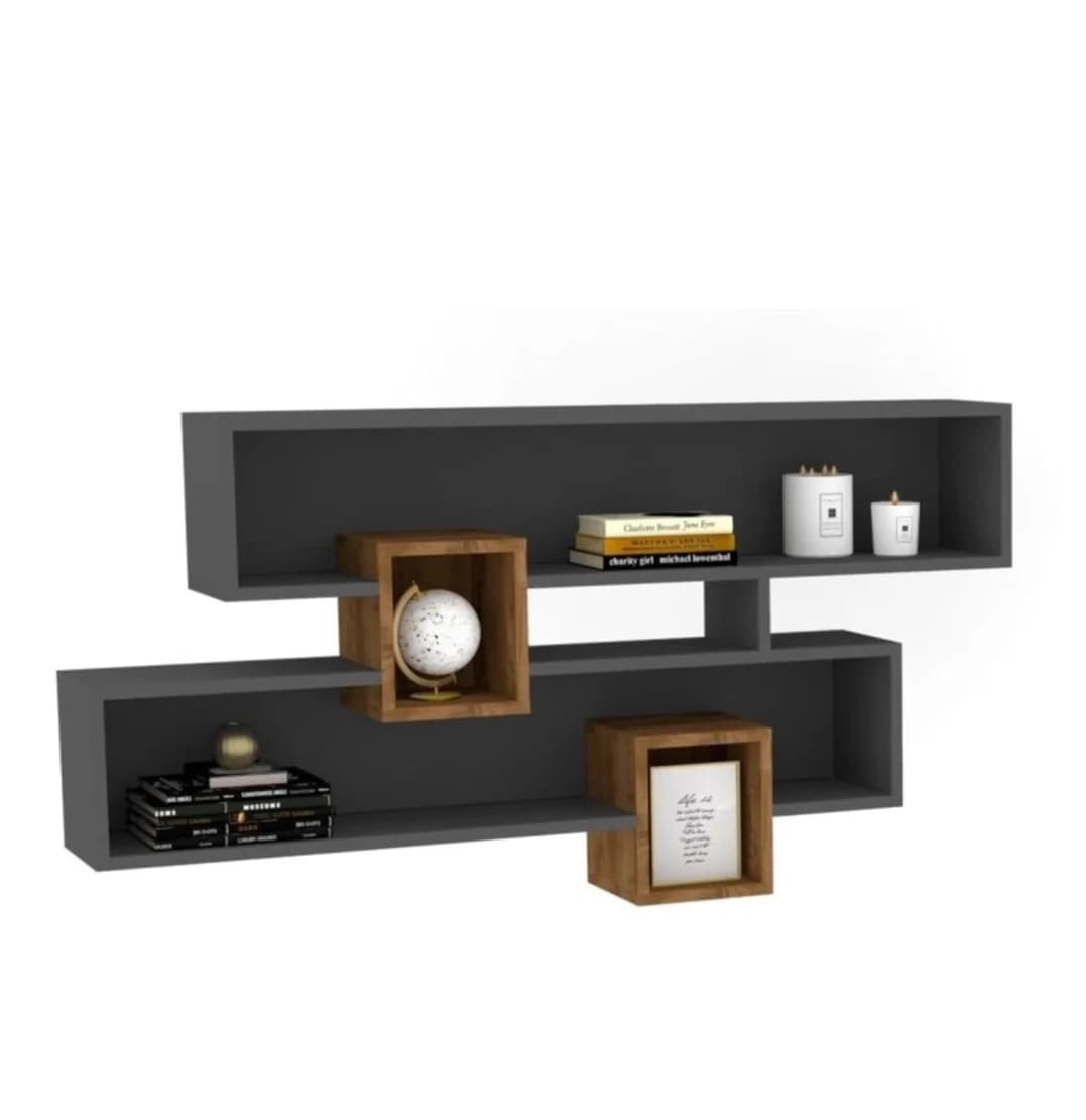 Rəf SO36, laminat, boz/qəhvəyi, 122x72x22 sm — изображение 2