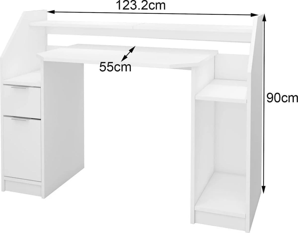 Yazı masası Yağmur 001, laminat, ağ, 123x90x55 sm — şəkil 4