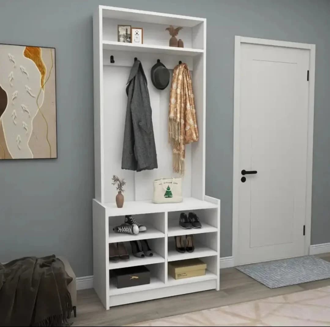 Rəfli asılqan SO007, laminat, ağ, 179x76x35 sm