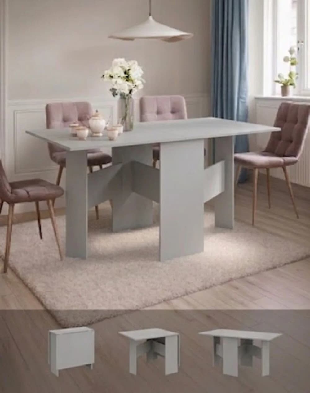 Yemək masası MB1, laminat, boz, 100x80x75 sm