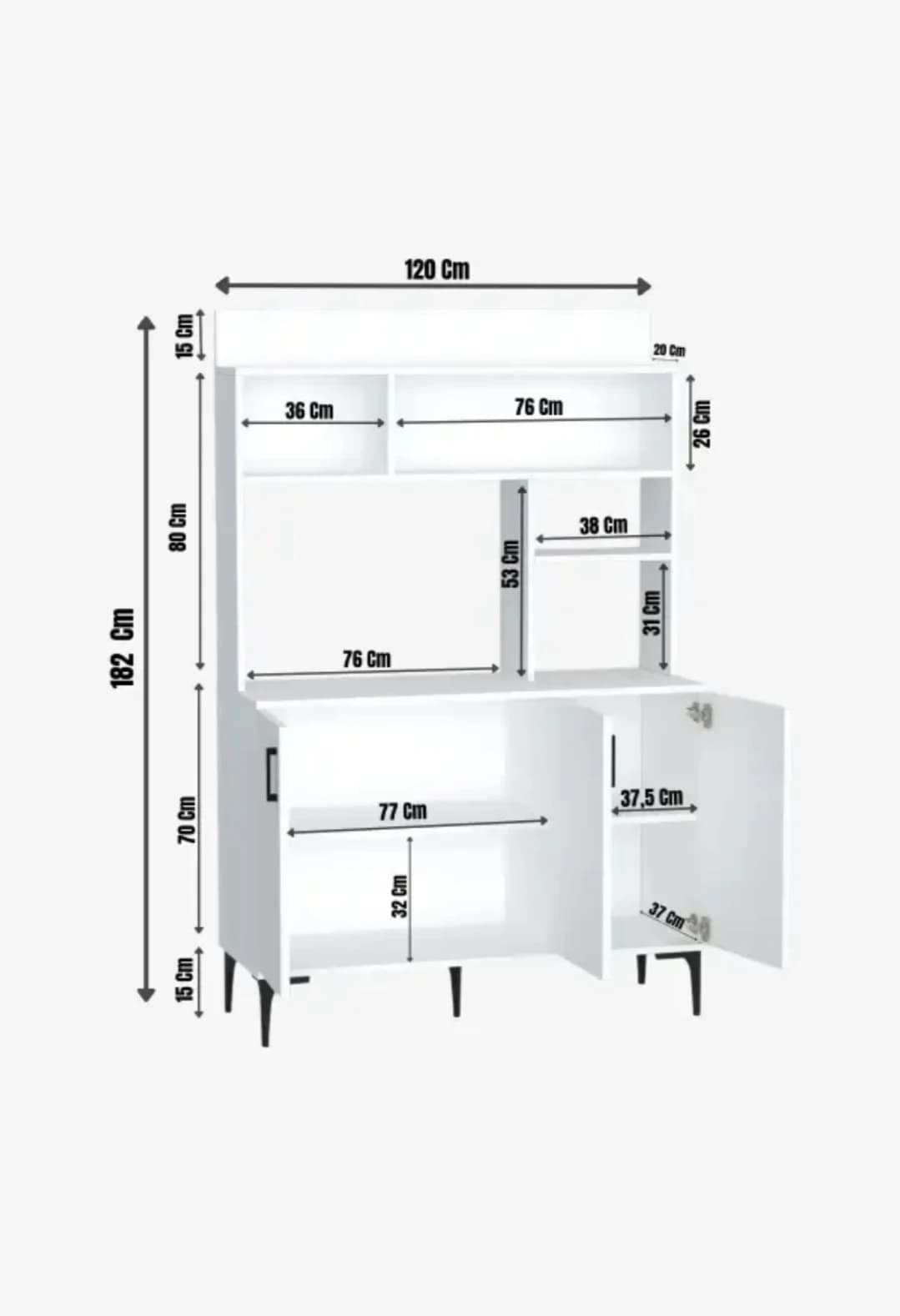 Mətbəx üçün bufet SO004, laminat, ağ, 182x120x35 sm — изображение 4