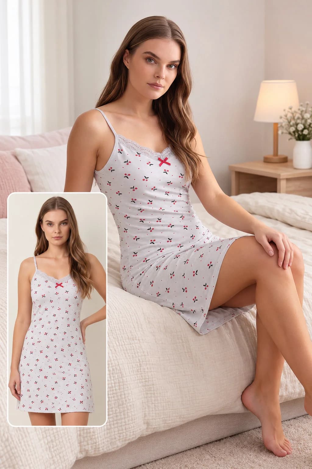 Gecə köynəyi, açıq boz, pambıq, ölçü 3XL