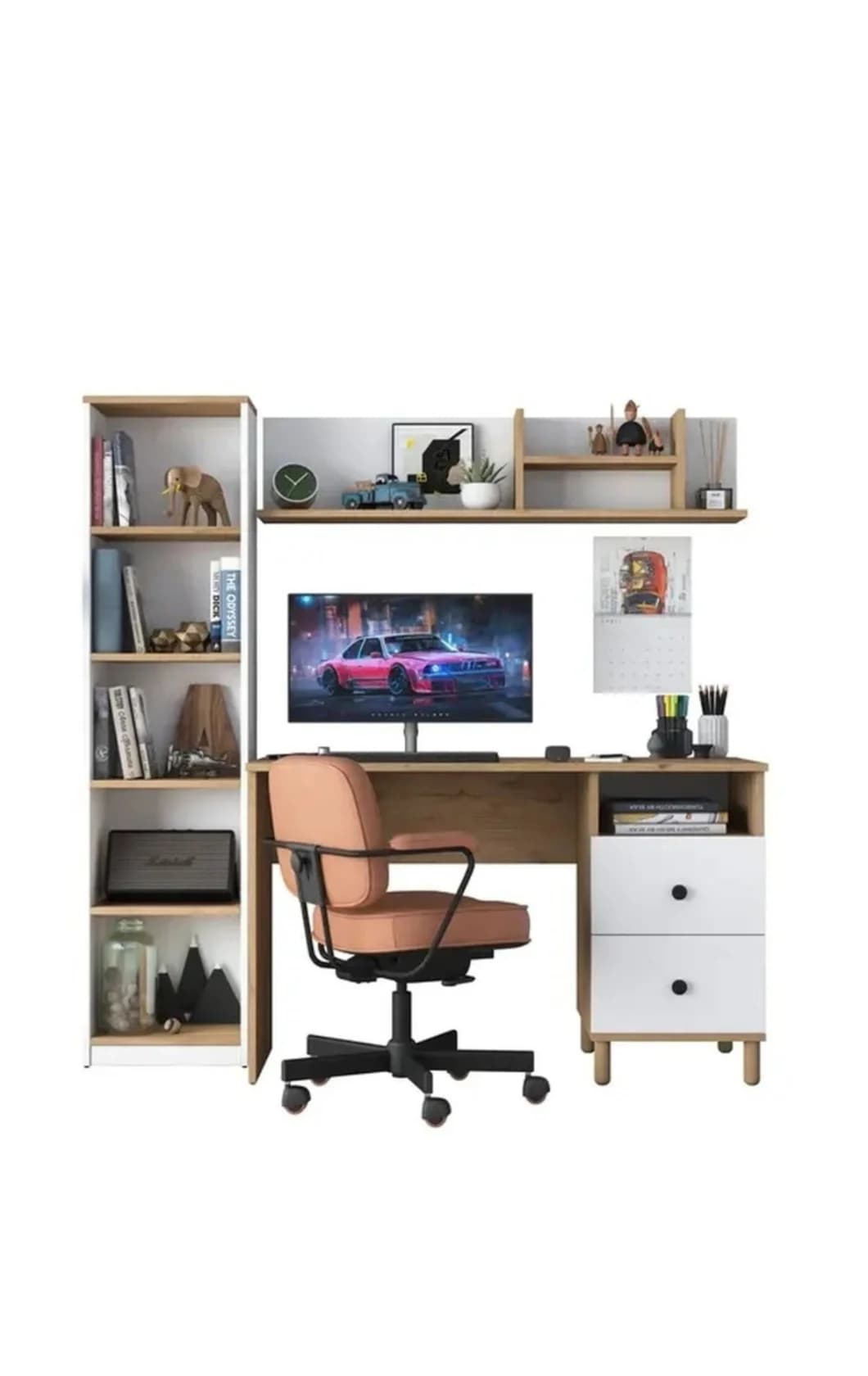 Kompüter masası SO 017, laminat, qəhvəyi/ağ, 50x161x160 sm — изображение 10