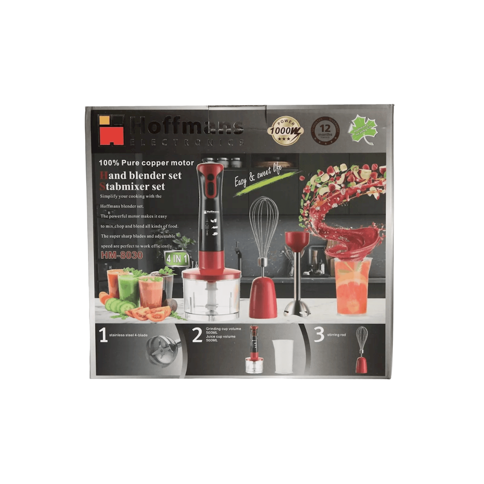 Blender Hoffmans HM-8030 4 in 1 Black/Red — изображение 4