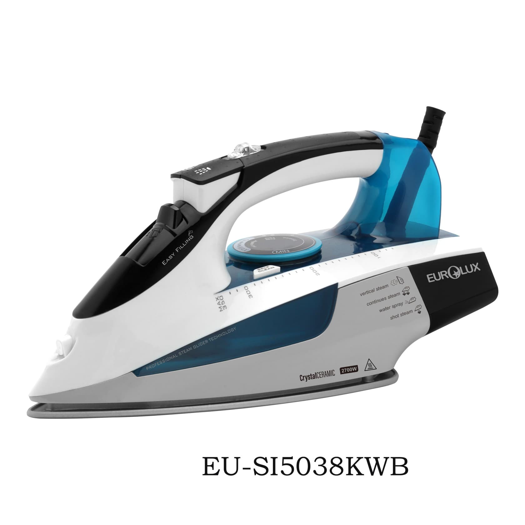 Ütü Eurolux EU-SI5038KWB, Keramika, 2700 Vt, Qara — şəkil 2