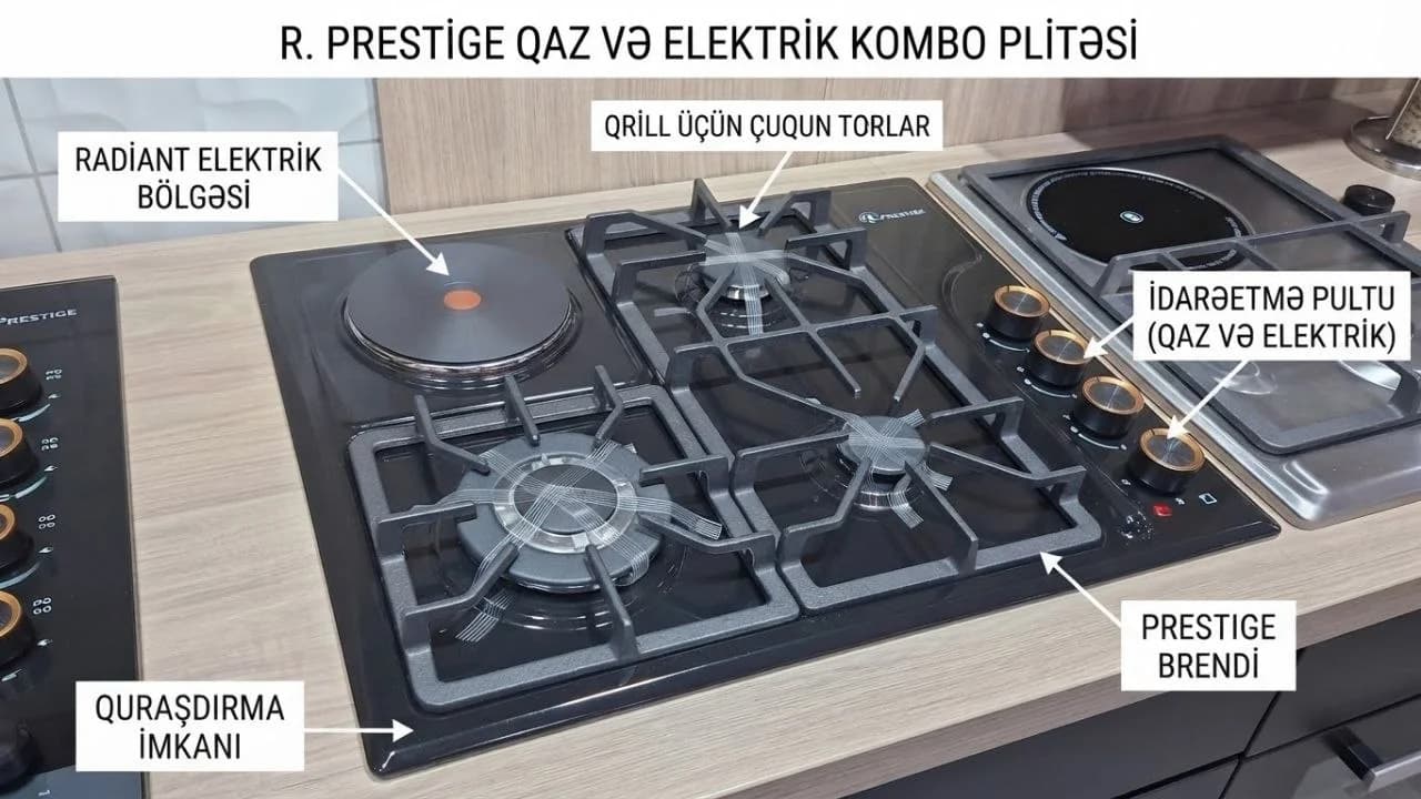 R. PRESTIGE Qaz və Elektrik Kombo Plitəsi