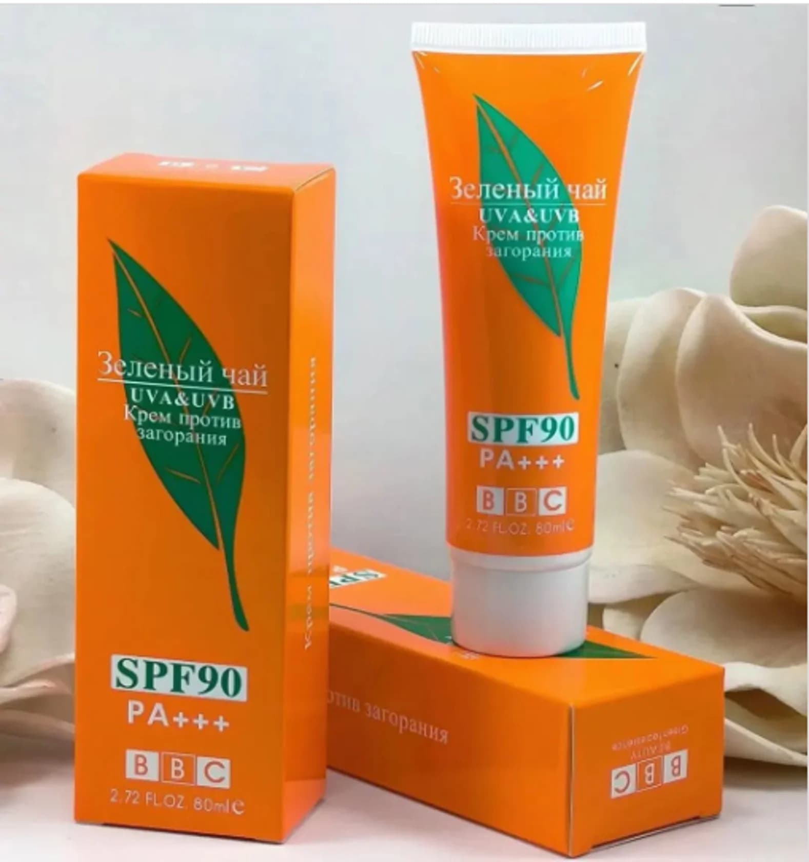 Günəşdən qoruyucu krem Зеленый чай BBC UVA & UVB SPF90, 80 ml — изображение 2