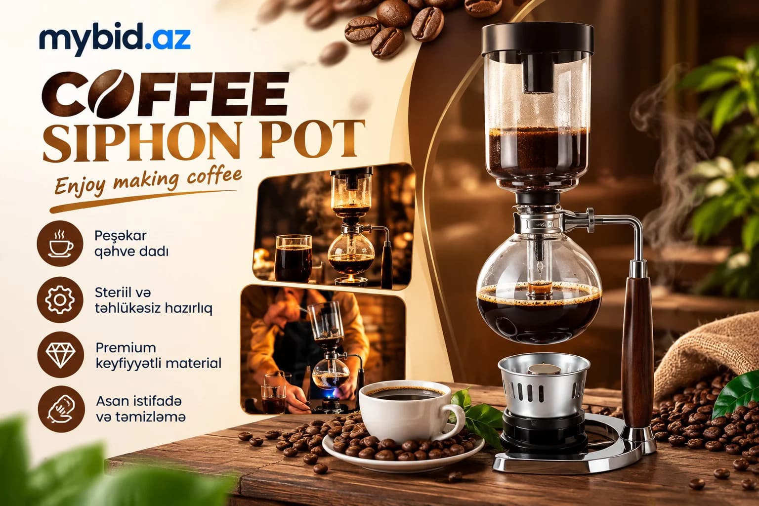 Siphon Coffee Maker – Vakumlu Qəhvə Dəmləyici