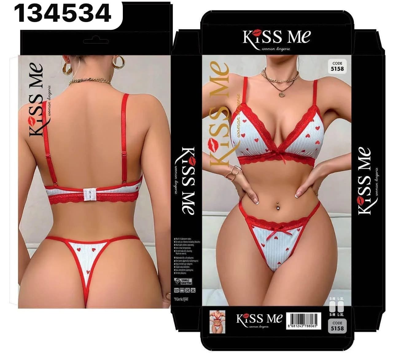 Büsthalter və tuman dəsti, qırmızı/ağ, poliester, ölçü One size — image 2