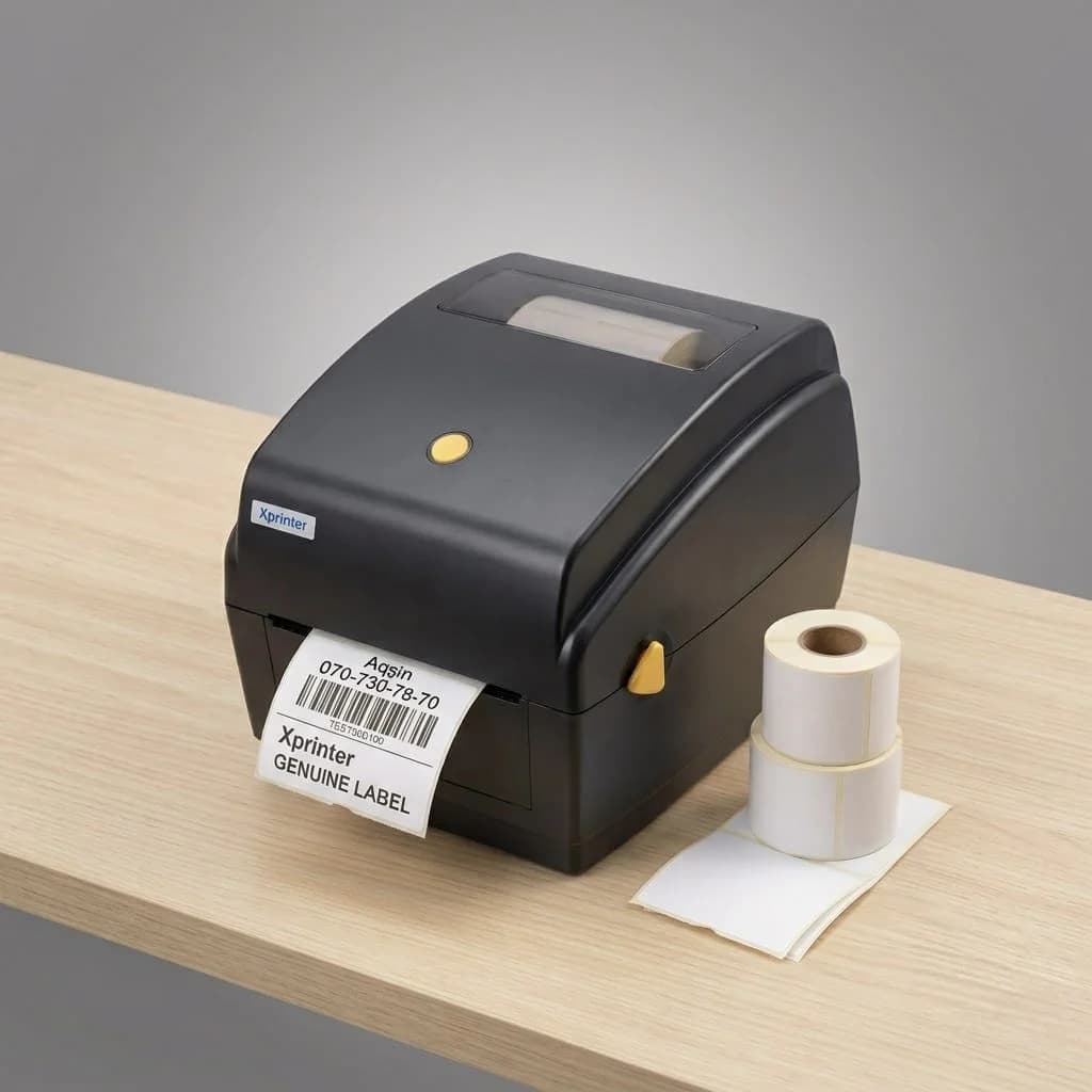 Termo printer Xprinter XP-428B, Barkod printeri, Etiket printeri, 203 dpi, 108 mm, Qara