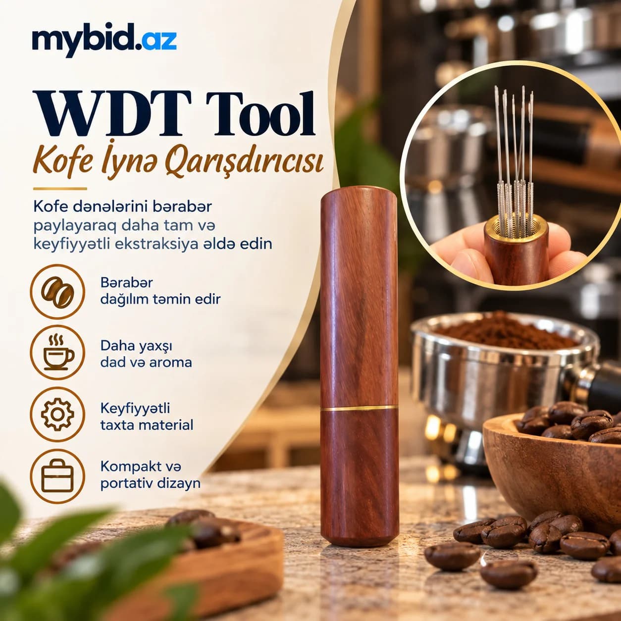 WDT Tool – Kofe İynə Qarışdırıcısı və Espresso Distributor