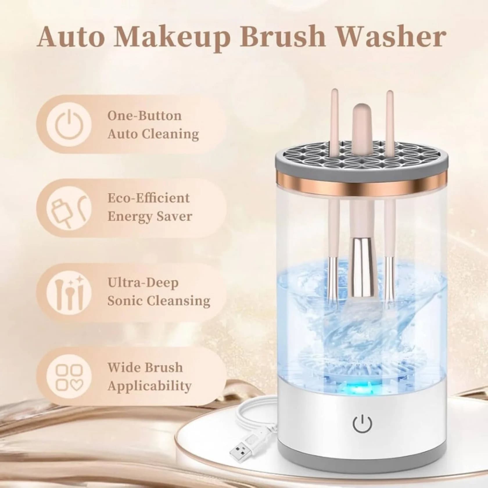 Elektrik makiyaj fırça təmizləyicisi Xboss Electric Brush Cleaner White — şəkil 3