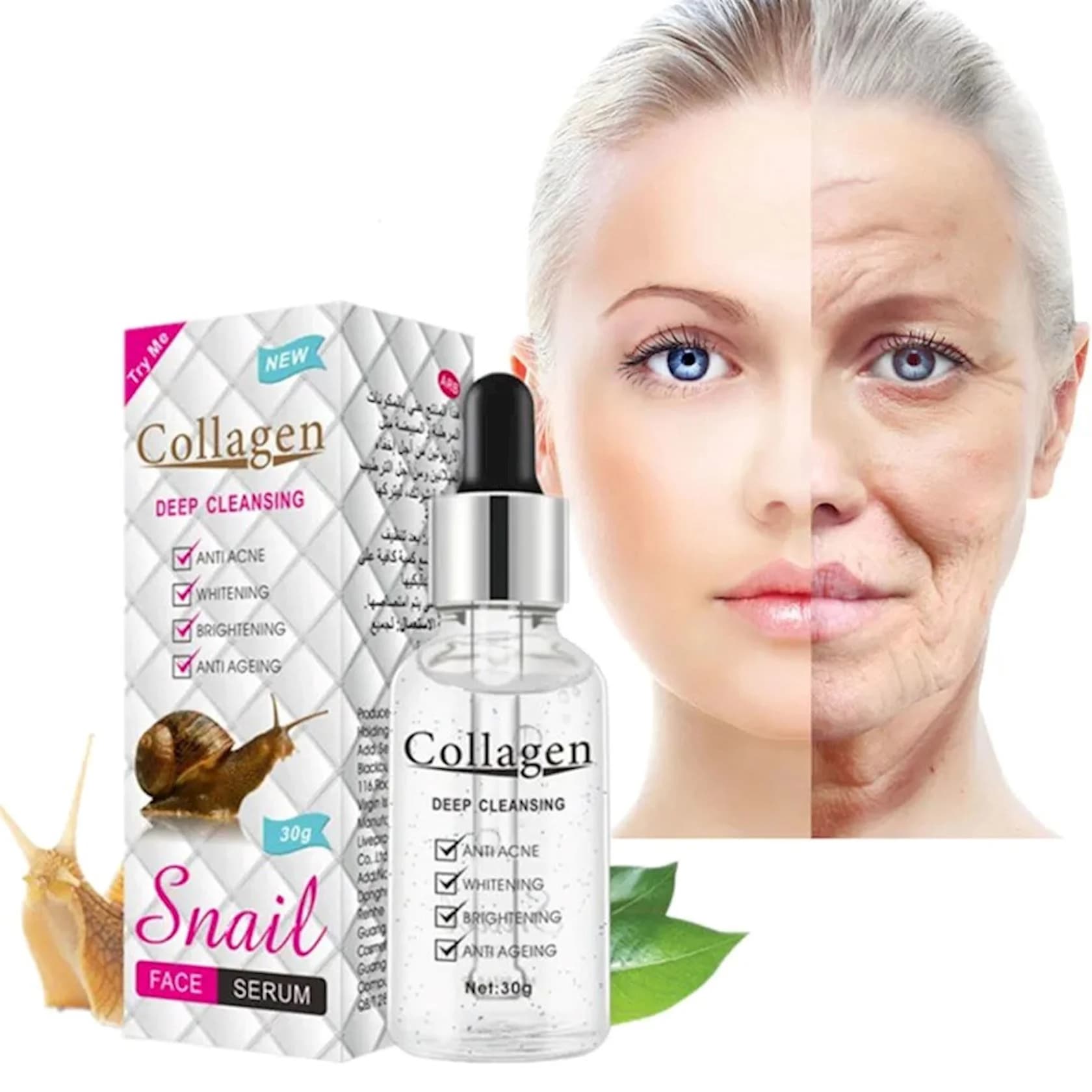 Kollagen zərdab üz üçün Collagen Deep Cleansing Snail Face Serum ilbiz musini ilə dərin təmizlənməsi üçün 30 ml — şəkil 2