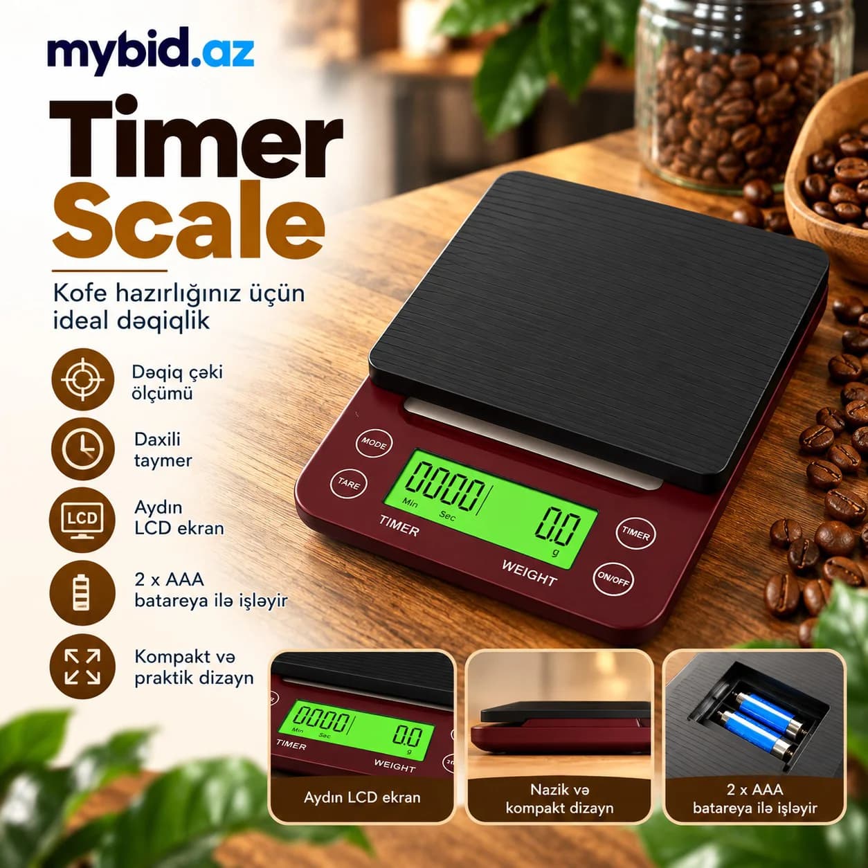 Timer Scale – Kofe üçün Rəqəmsal Tərəzi və Taymer