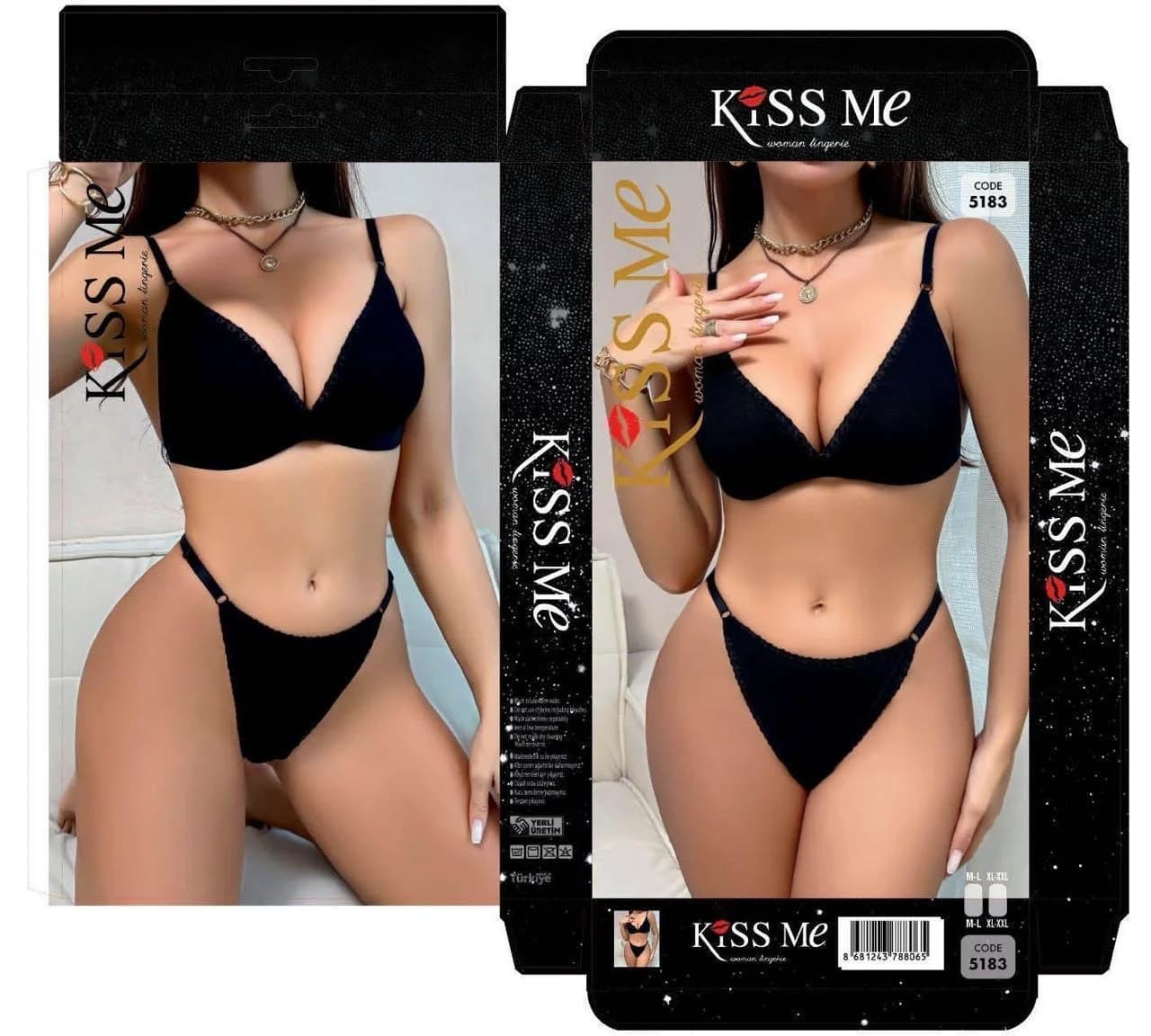 Qadın alt paltarı dəsti, elastan, qara, L/XL — şəkil 2
