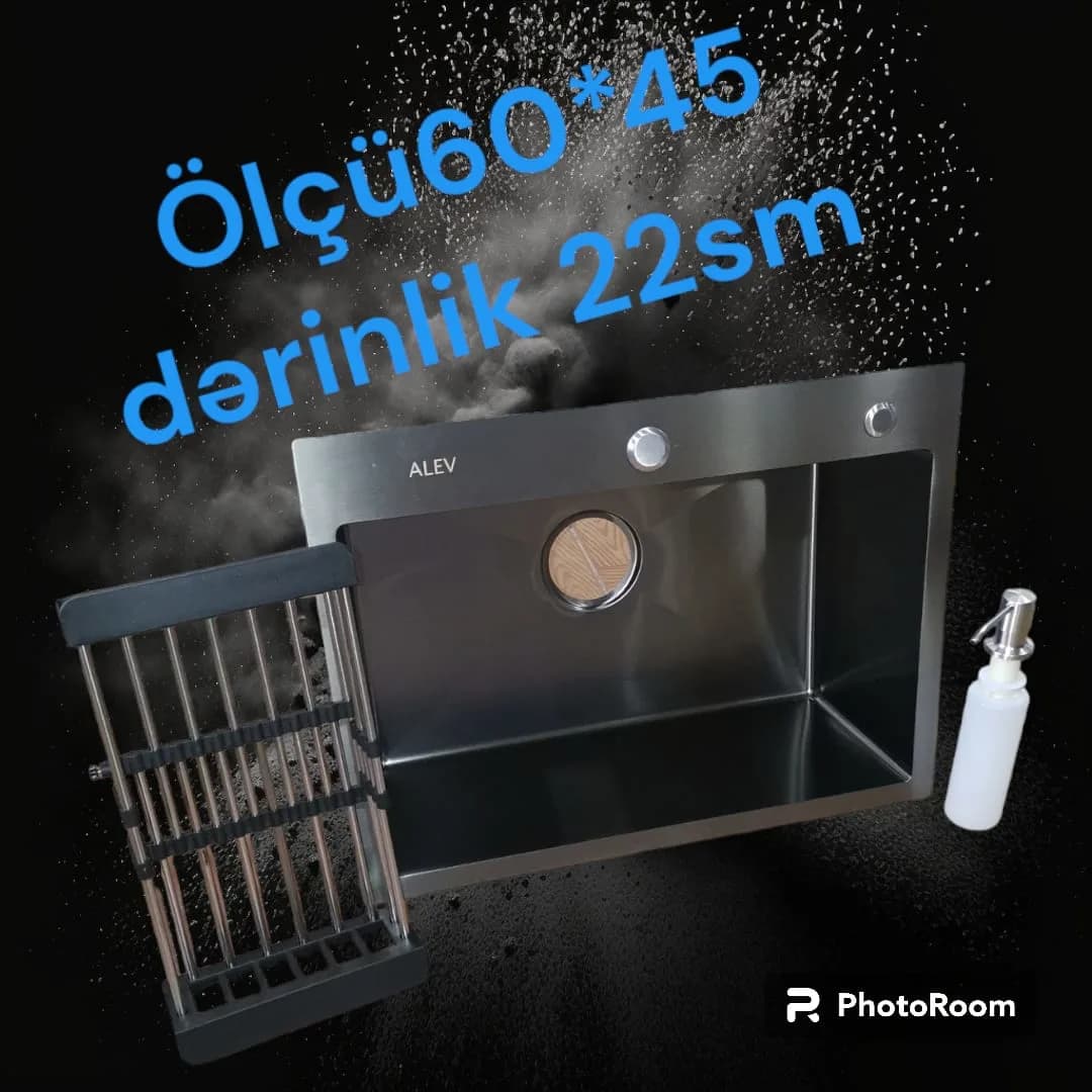 60x45 sm Mətbəx Lavabosu – 0.8 mm Paslanmayan Polad, 21 sm Dərinlik
