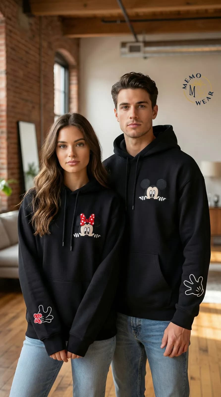 Mickey Dizaynlı Cütlük Hoodie – Kişi və Qadın üçün Matching Sweatshirt S ölçü