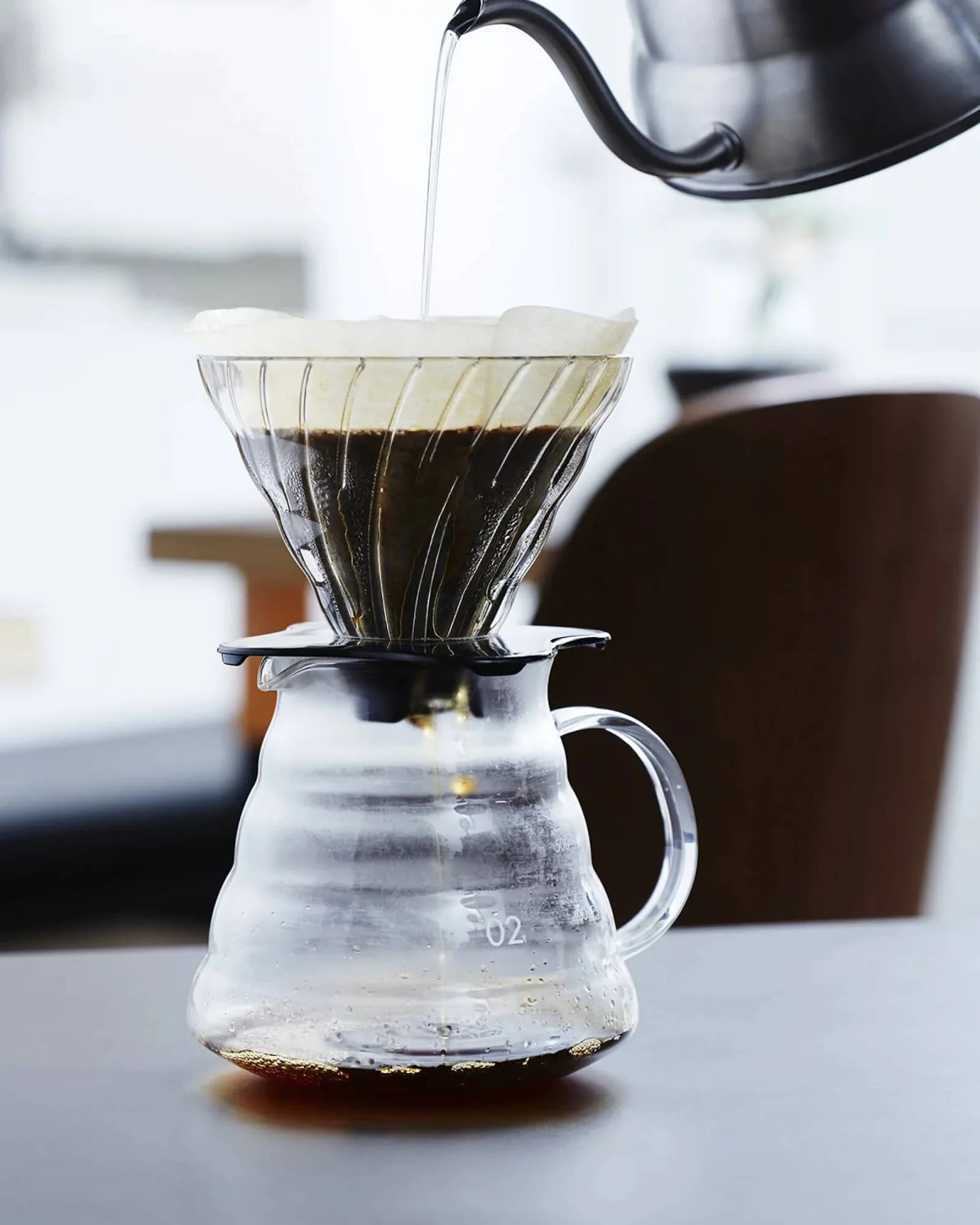 Şüşə Pour Over Qəhvə Dəmləmə Seti – Dripper + Server (Altlıq ilə)