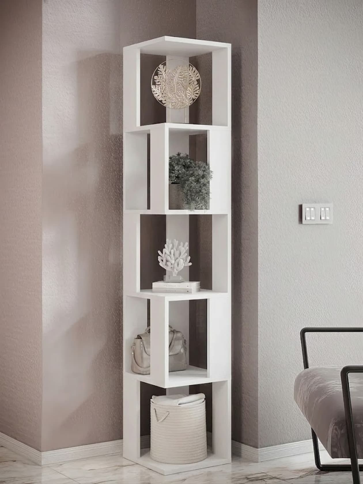 Stellaj, Laminat, Ağ, 180x35x35 sm