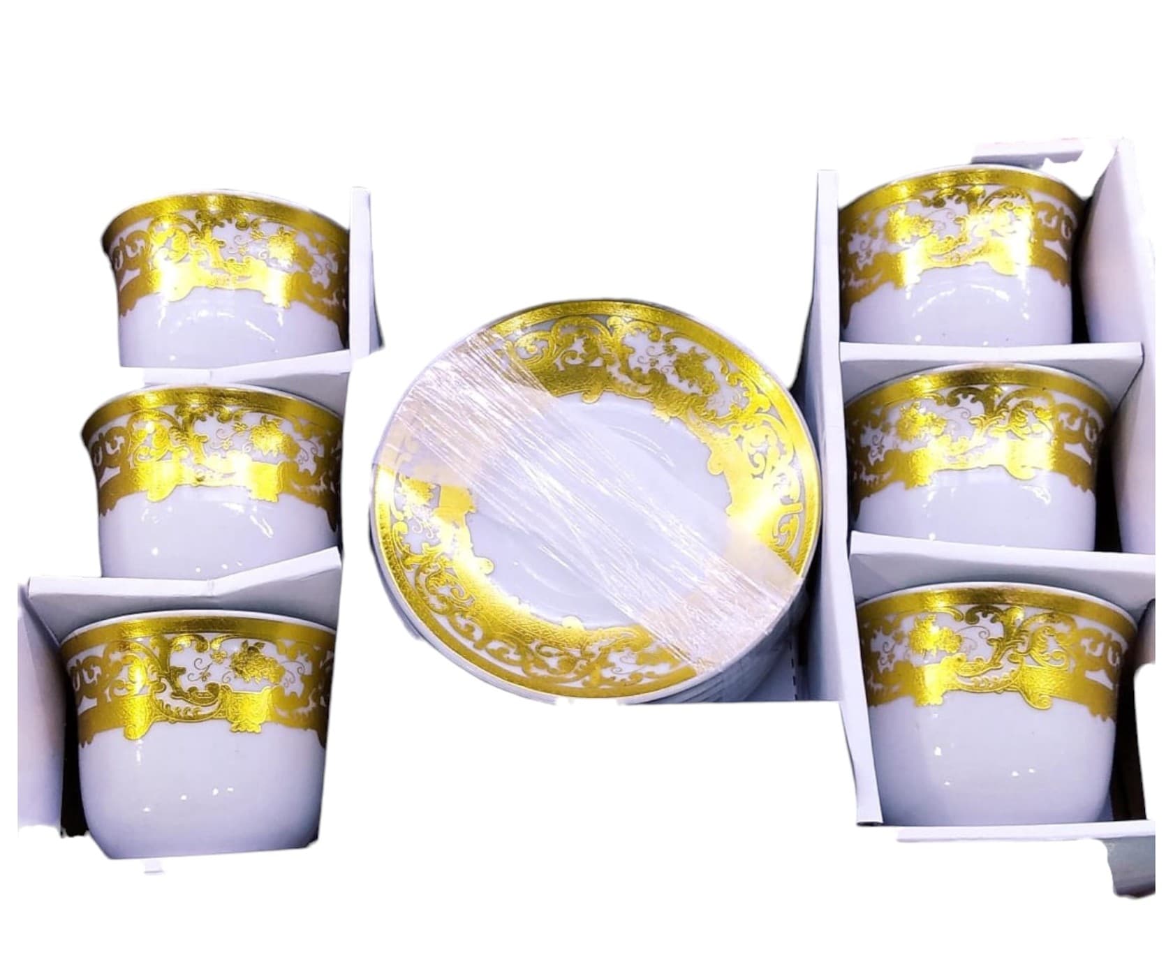 Çay dəsti Green PC-0091, qızılı/ağ, 6 nəfərlik