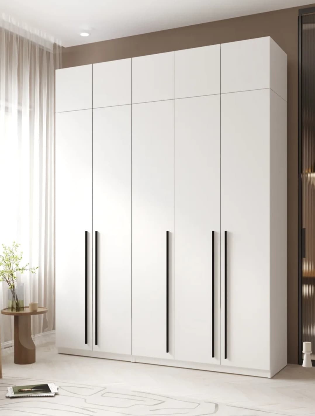 Şkaf s03, laminat, ağ, 260x50.2x240 sm