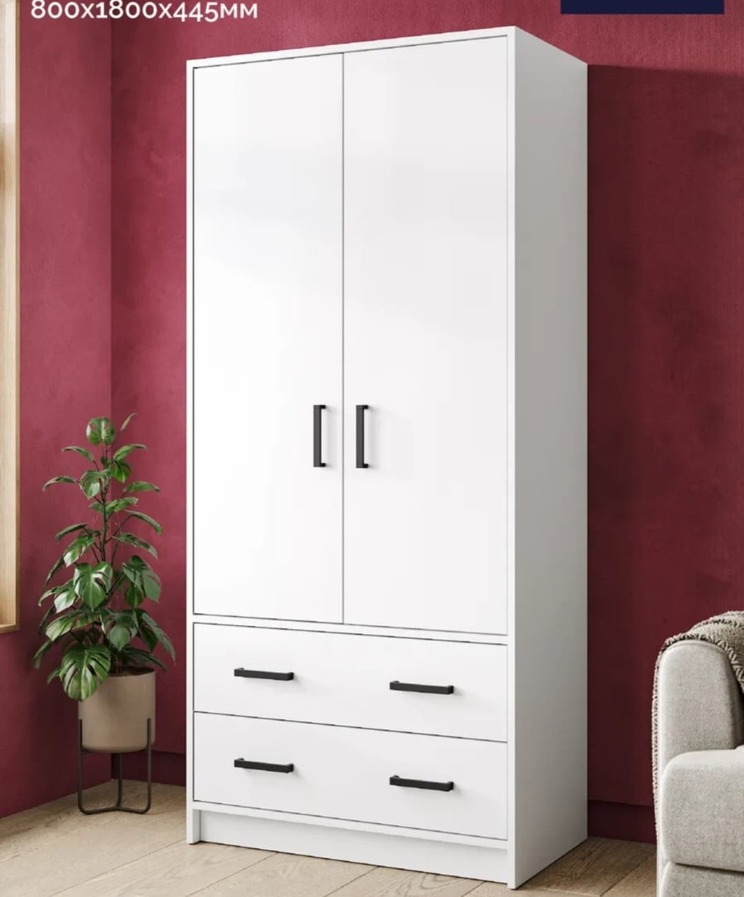 Döşəməüstü dolab, laminat, ağ, 180x80x45 sm